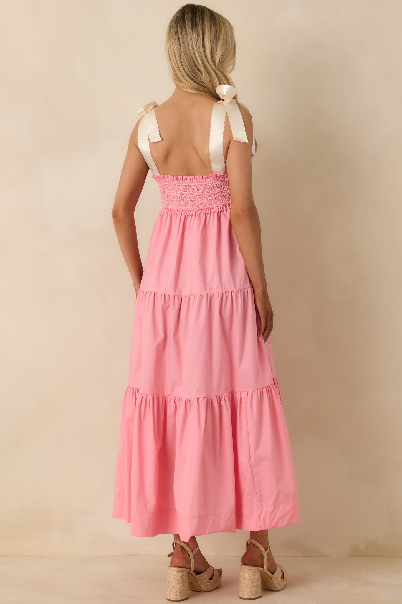The Felicity Pink Coral Cotton Midi Dress