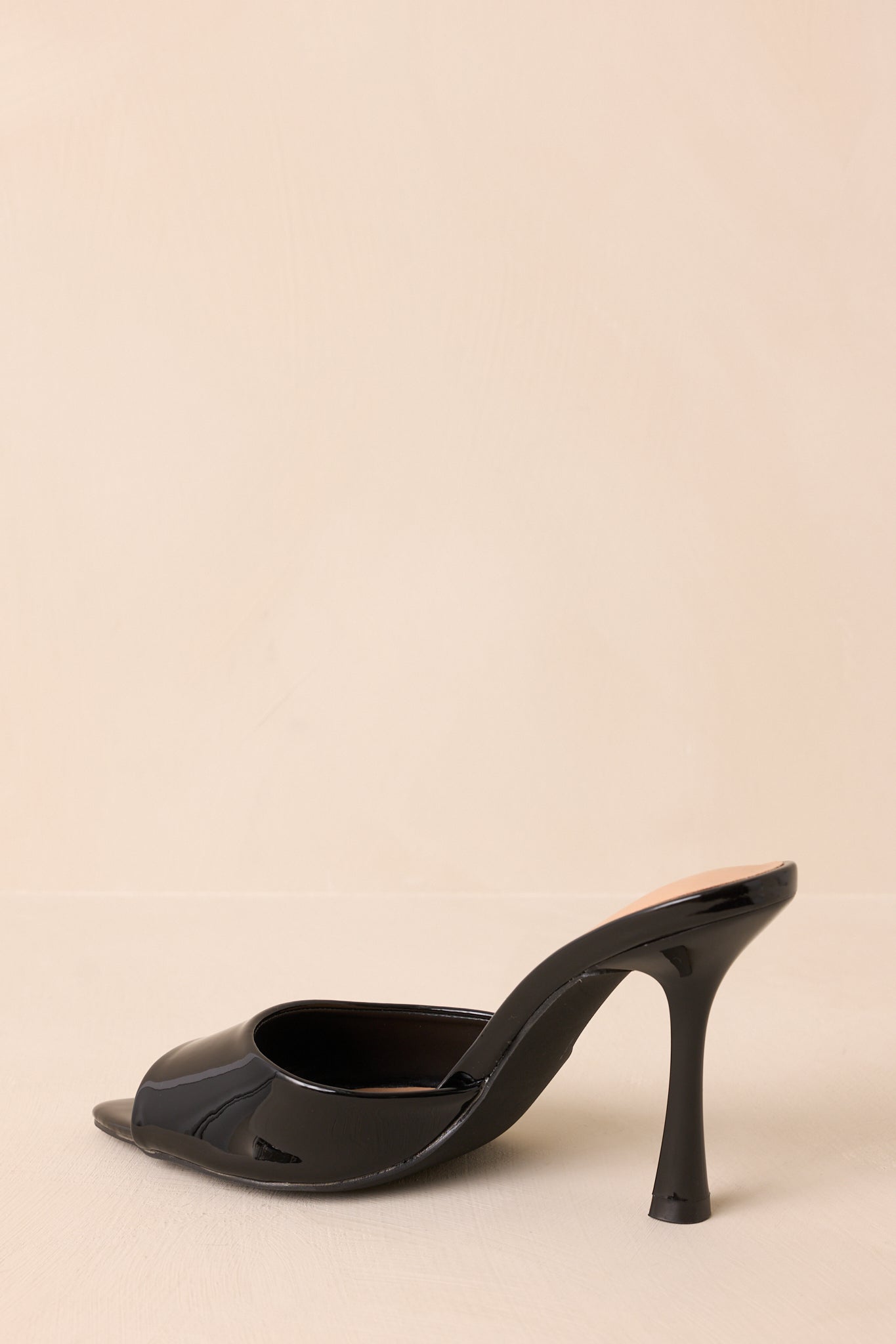 Every Step Counts Black Faux Leather High Heel Sandals