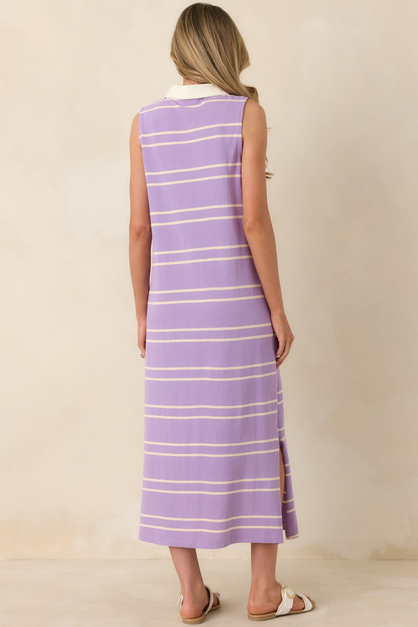 Polished Play Lavender Stripe Cotton Sleeveless Maxi Dress