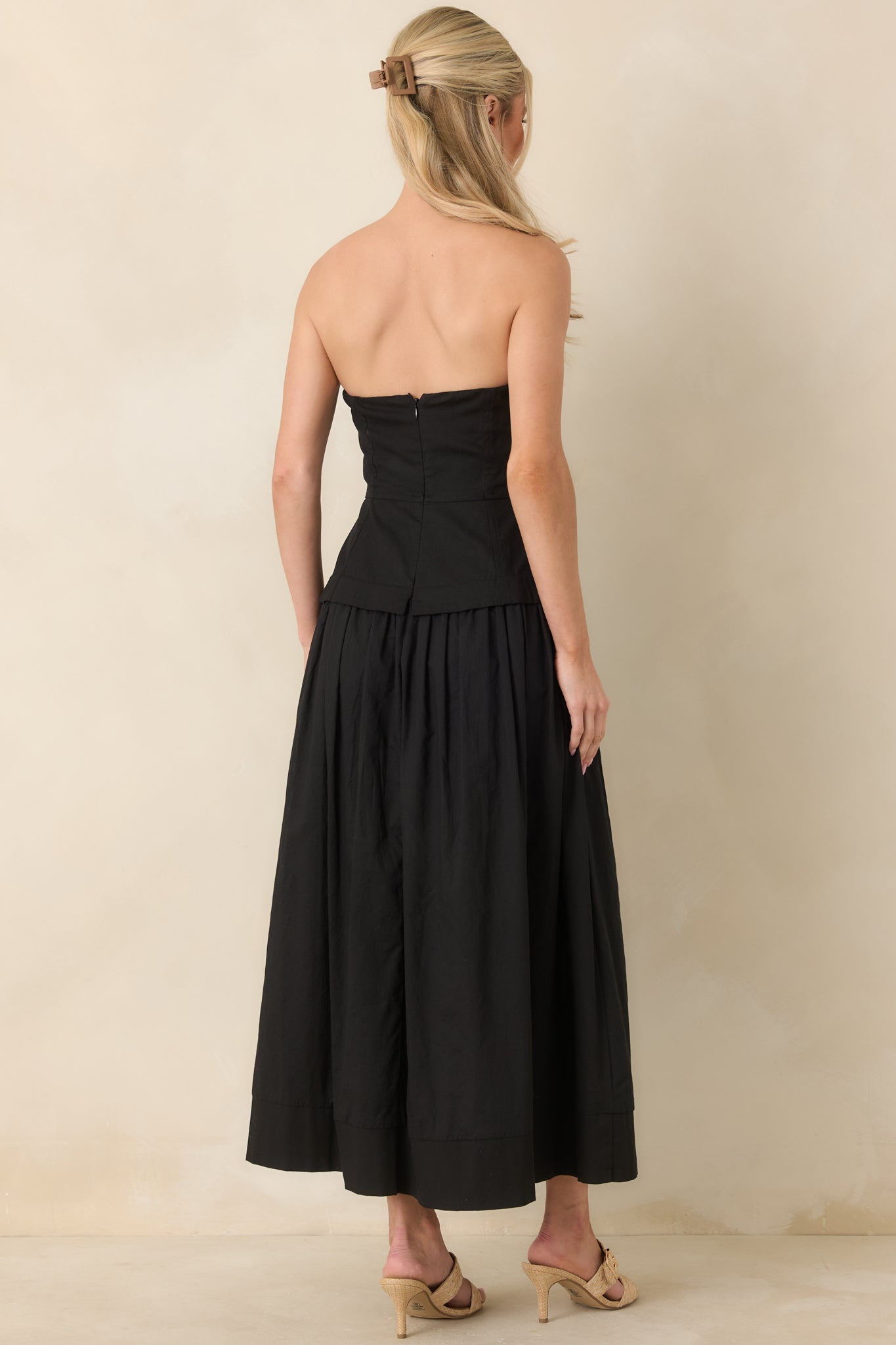 You Already Know Black Cotton Bustier Bodice Midi Dress