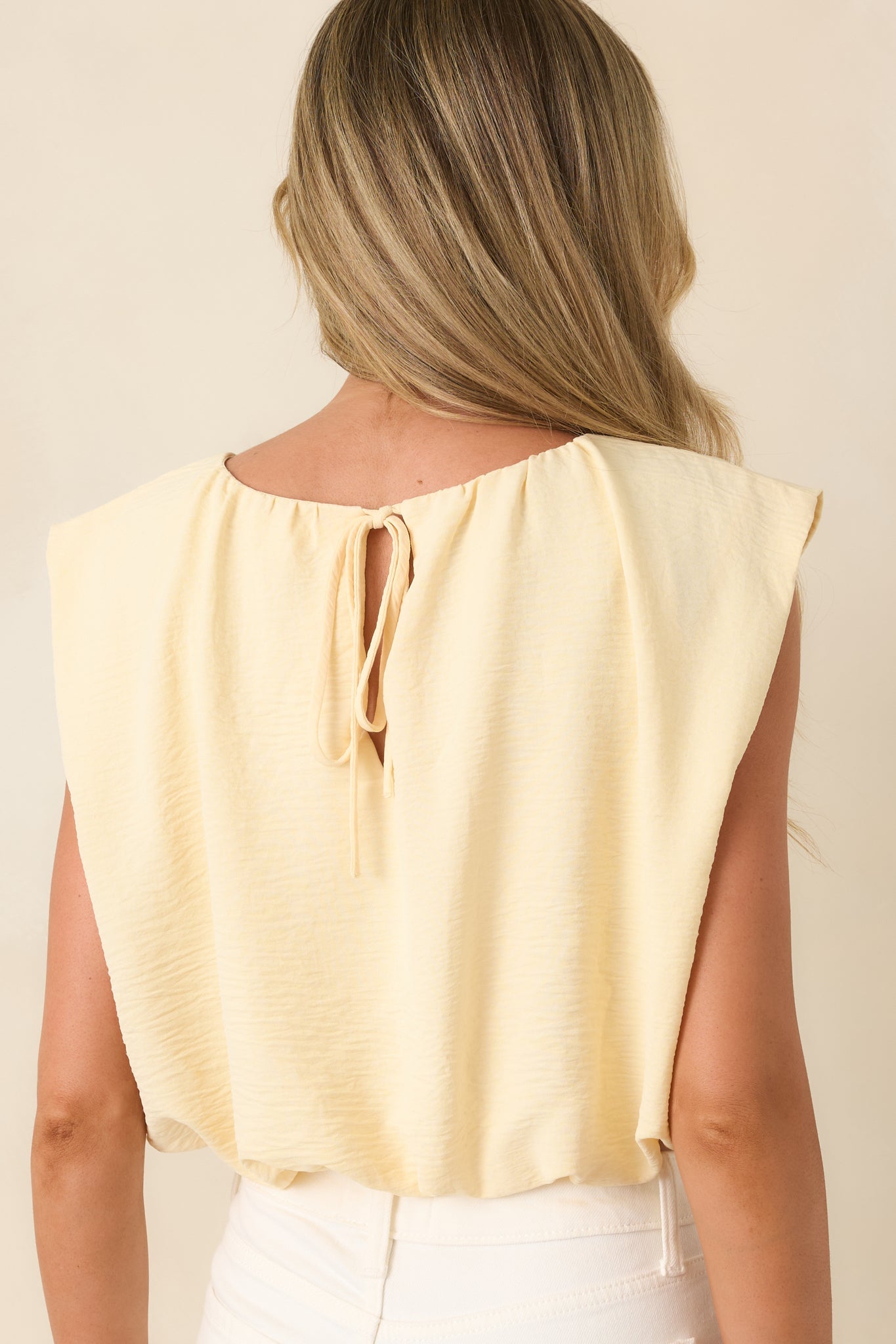 Ebb and Flow Light Yellow Blouson Crop Top