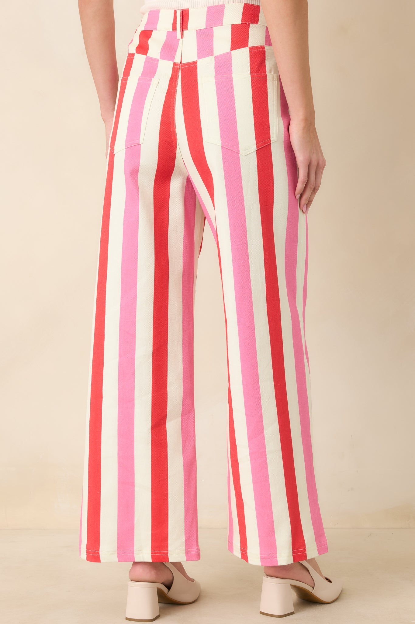 Making It Bright Pink Multi Striped Wide Leg Pants