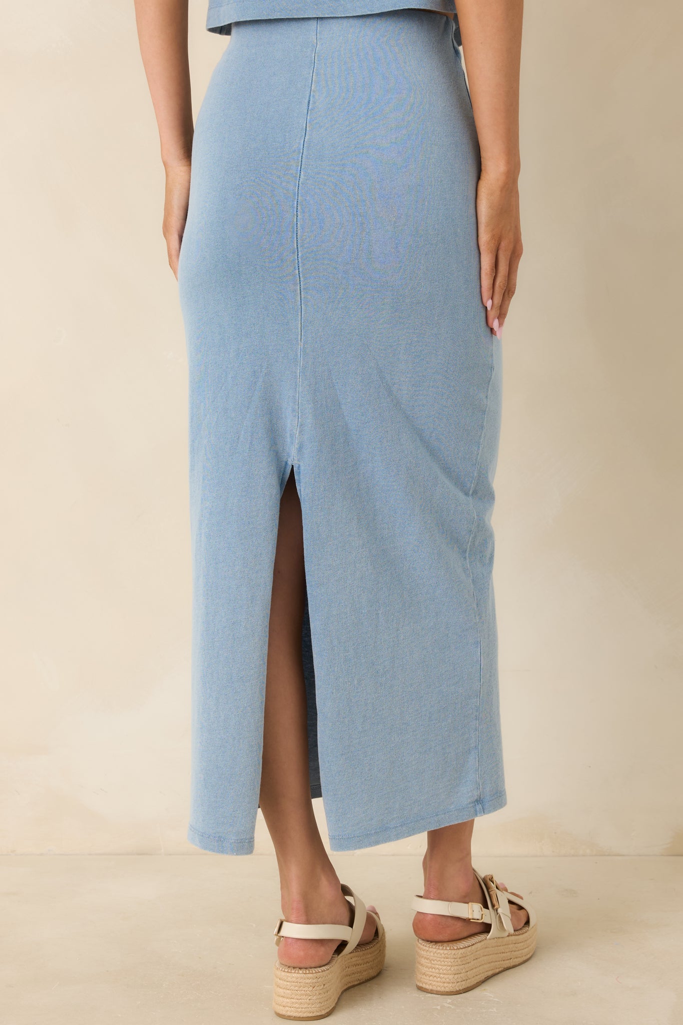 Z Supply Gail Ocean Air Indigo Cotton Jersey Midi Skirt