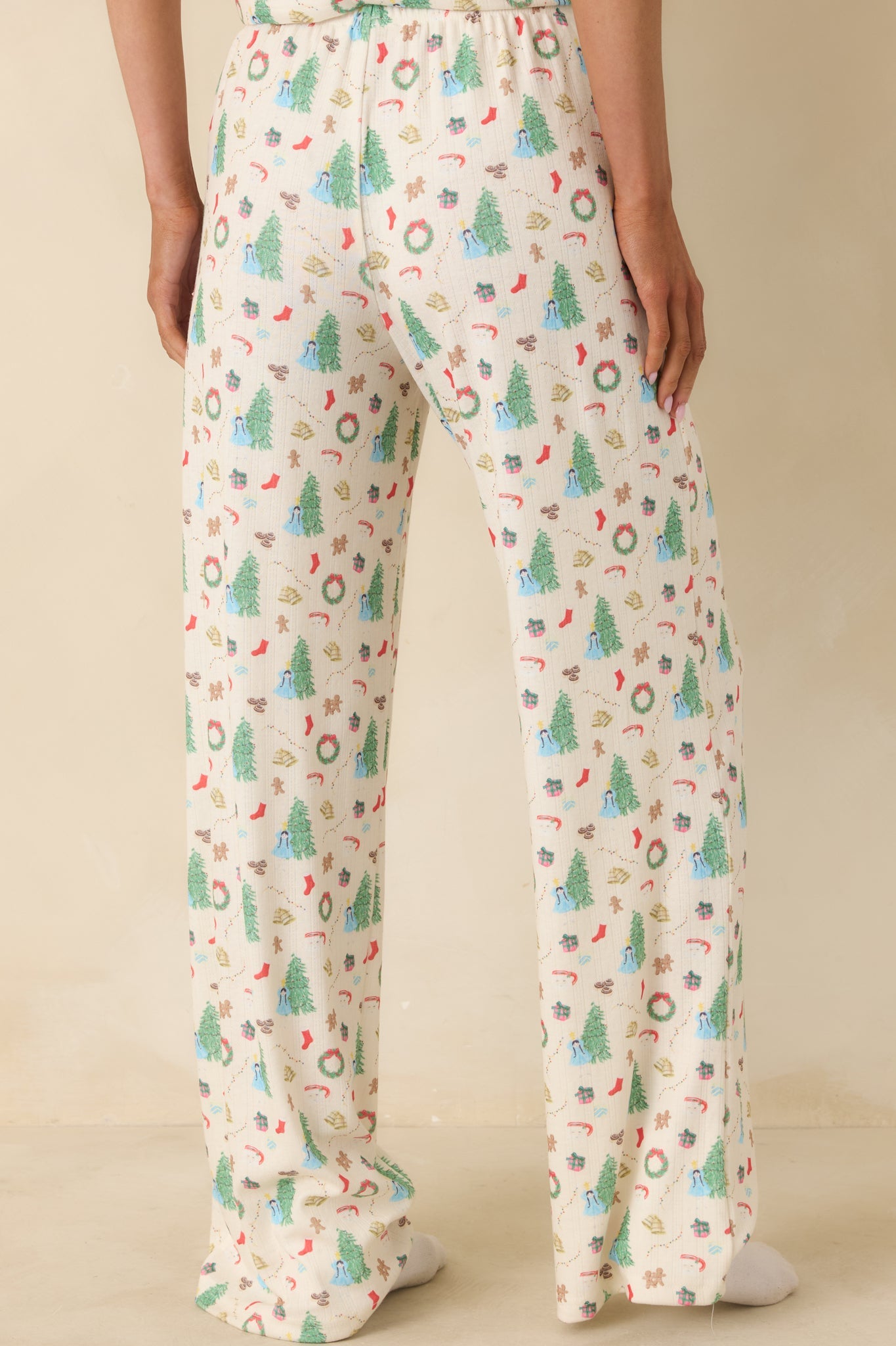 Holiday Morning Ivory Multi Christmas Print Pajama Pants