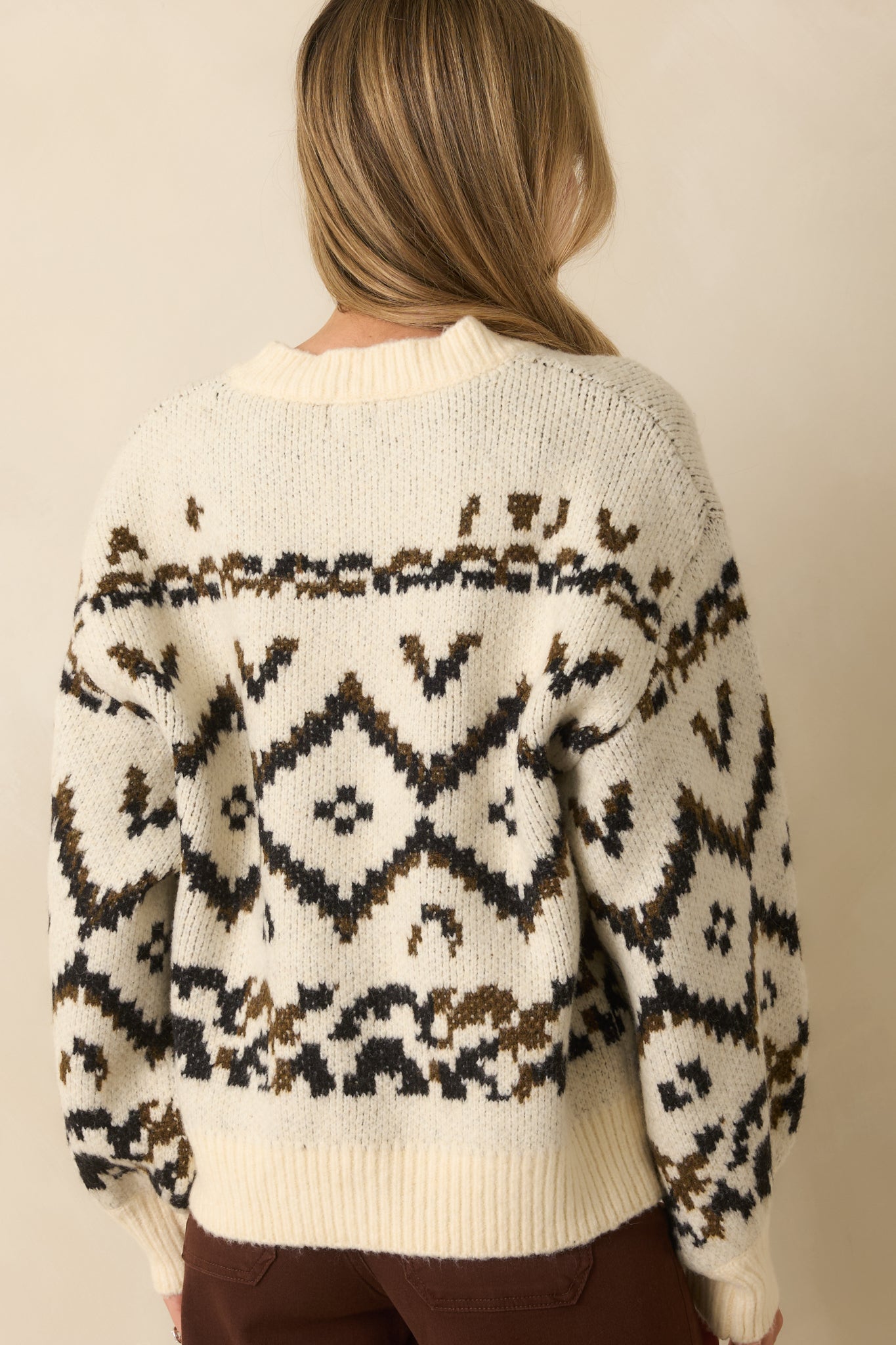 Start Of Something New Ivory Multi Fair Isle Knit Crewneck Sweater