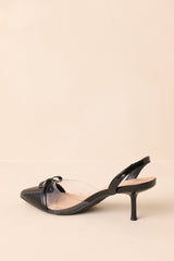 Elegant Lift Black Slingback Kitten Heels