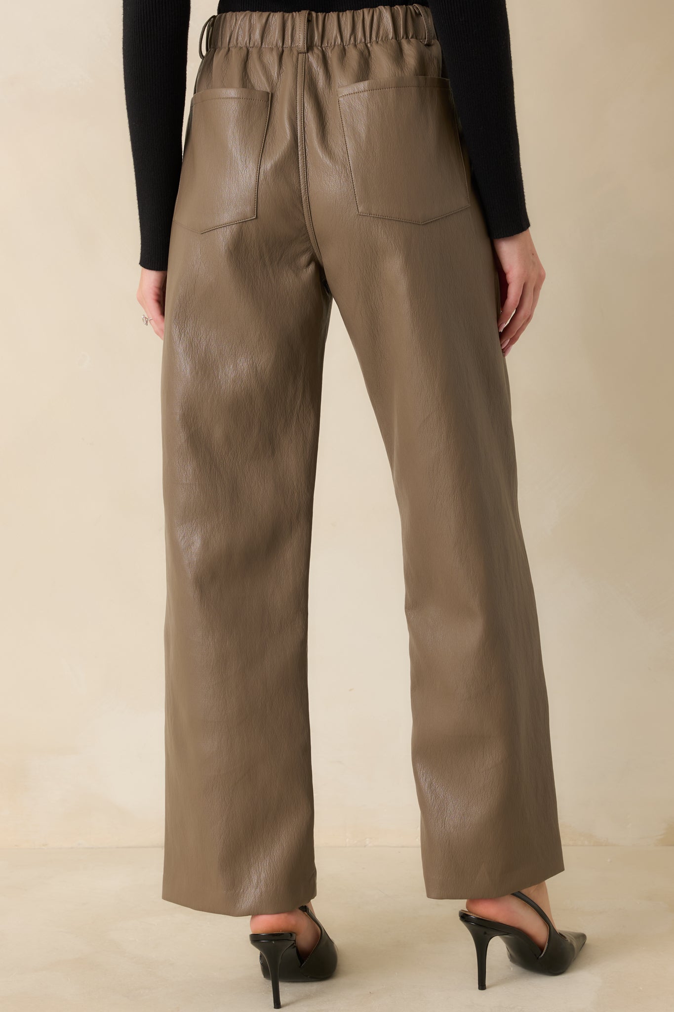 In The Mix Light Brown Faux Leather Wide Leg Pants