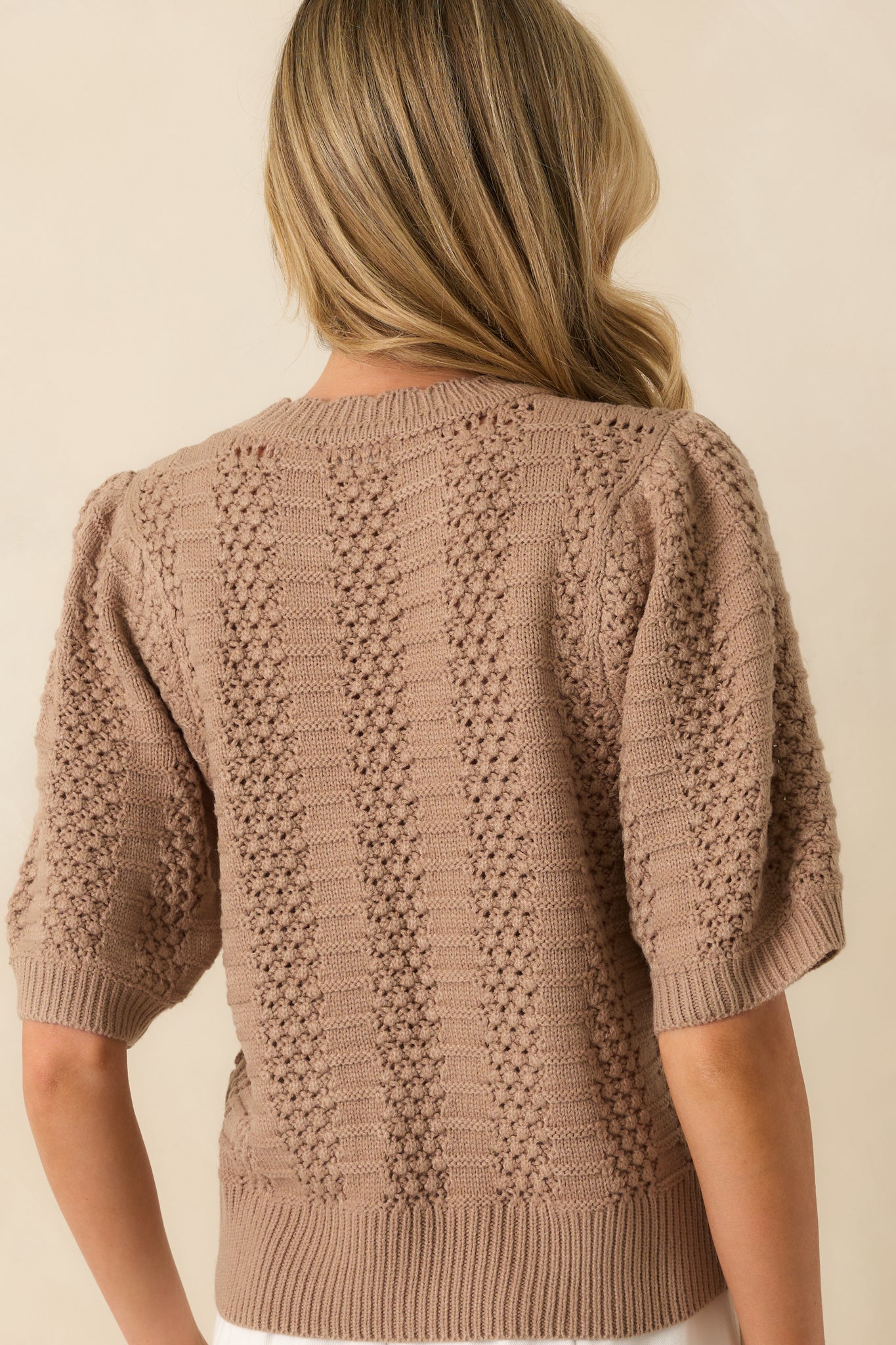 I Took My Chance Light Mocha Knit Short Sleeve Sweater