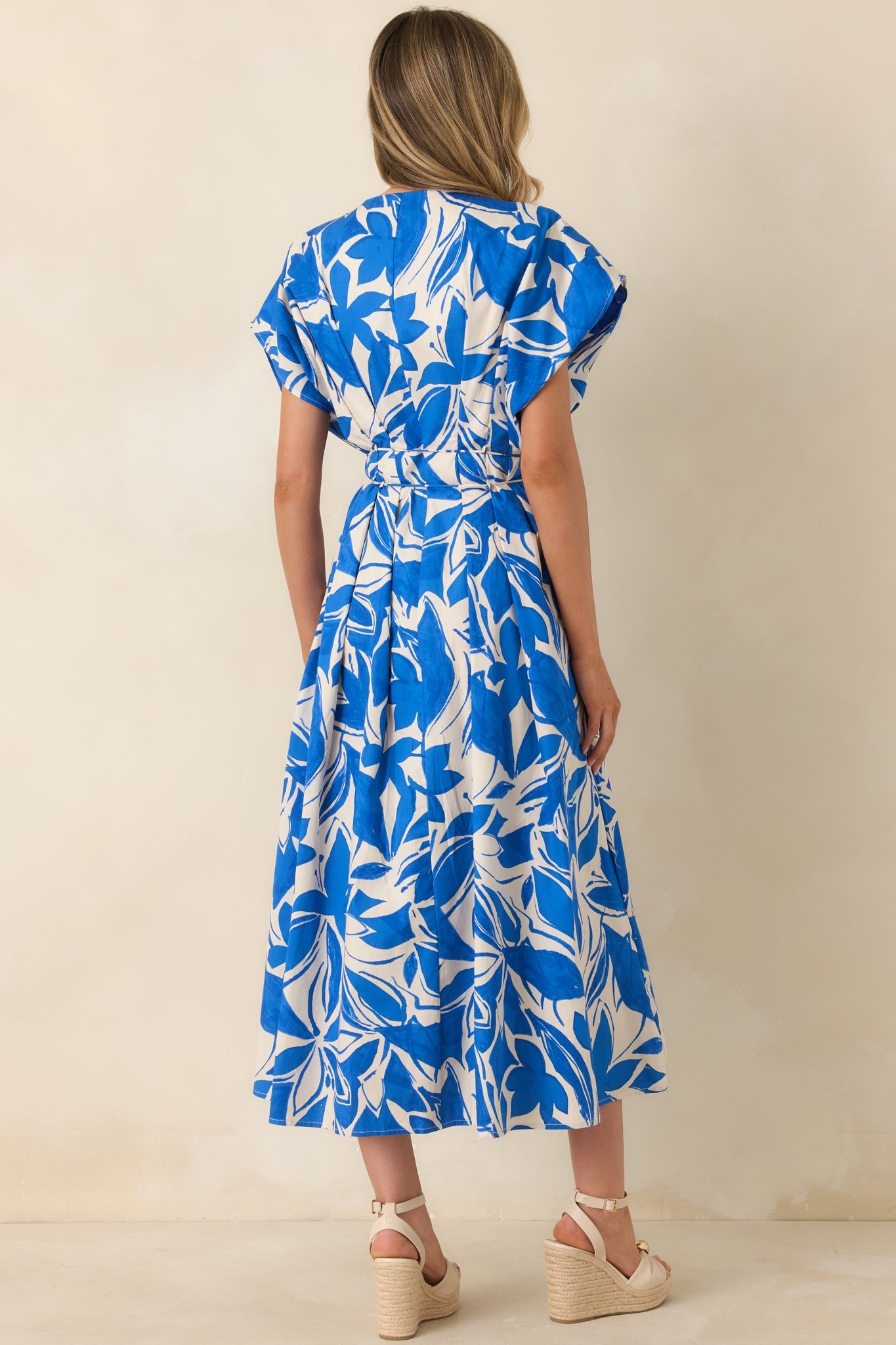 Far From Here Blue & Ivory Floral Print Cotton Maxi Dress