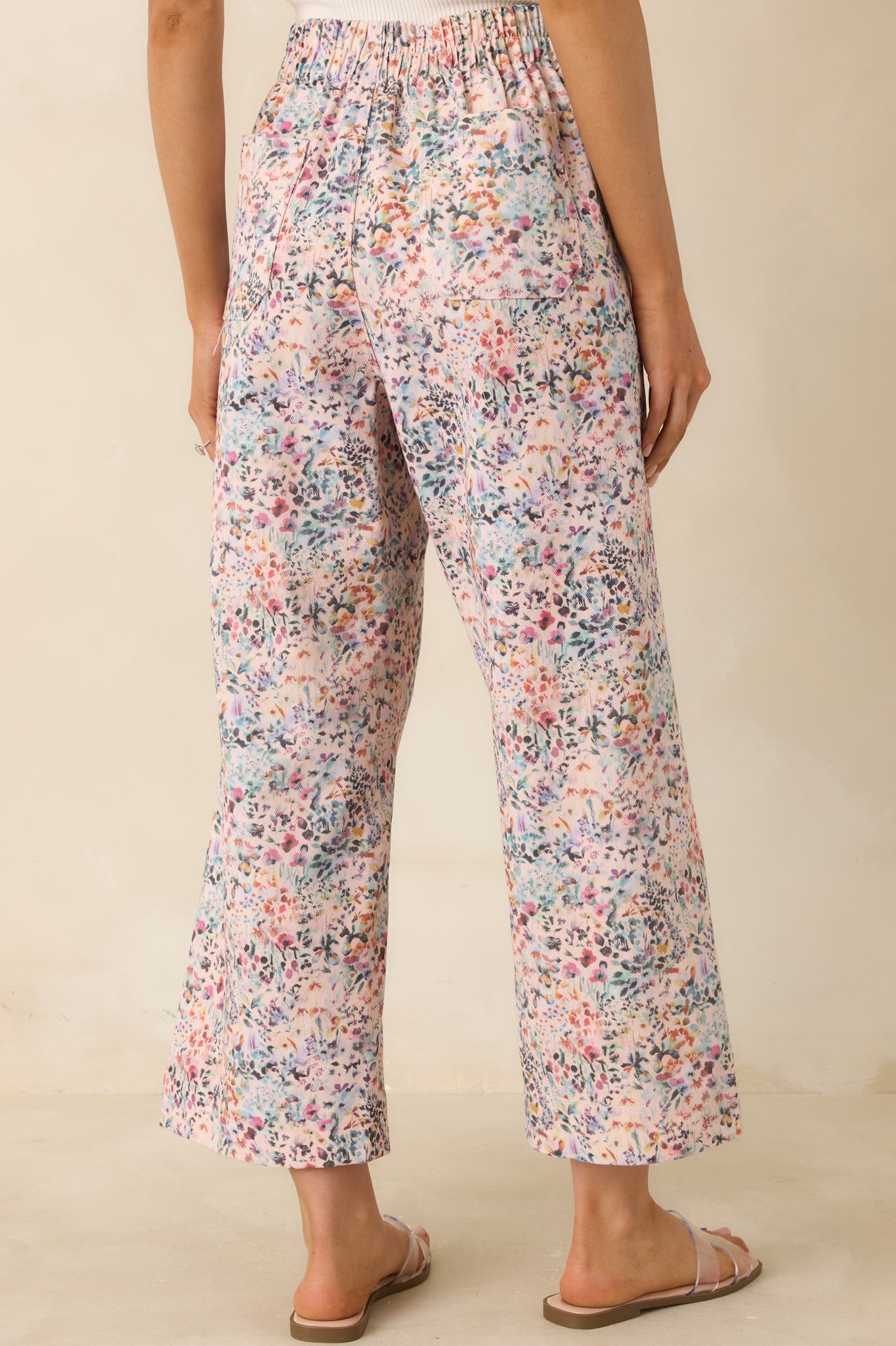 Art in Motion Pink Multi Floral Cotton Wide Leg Pants