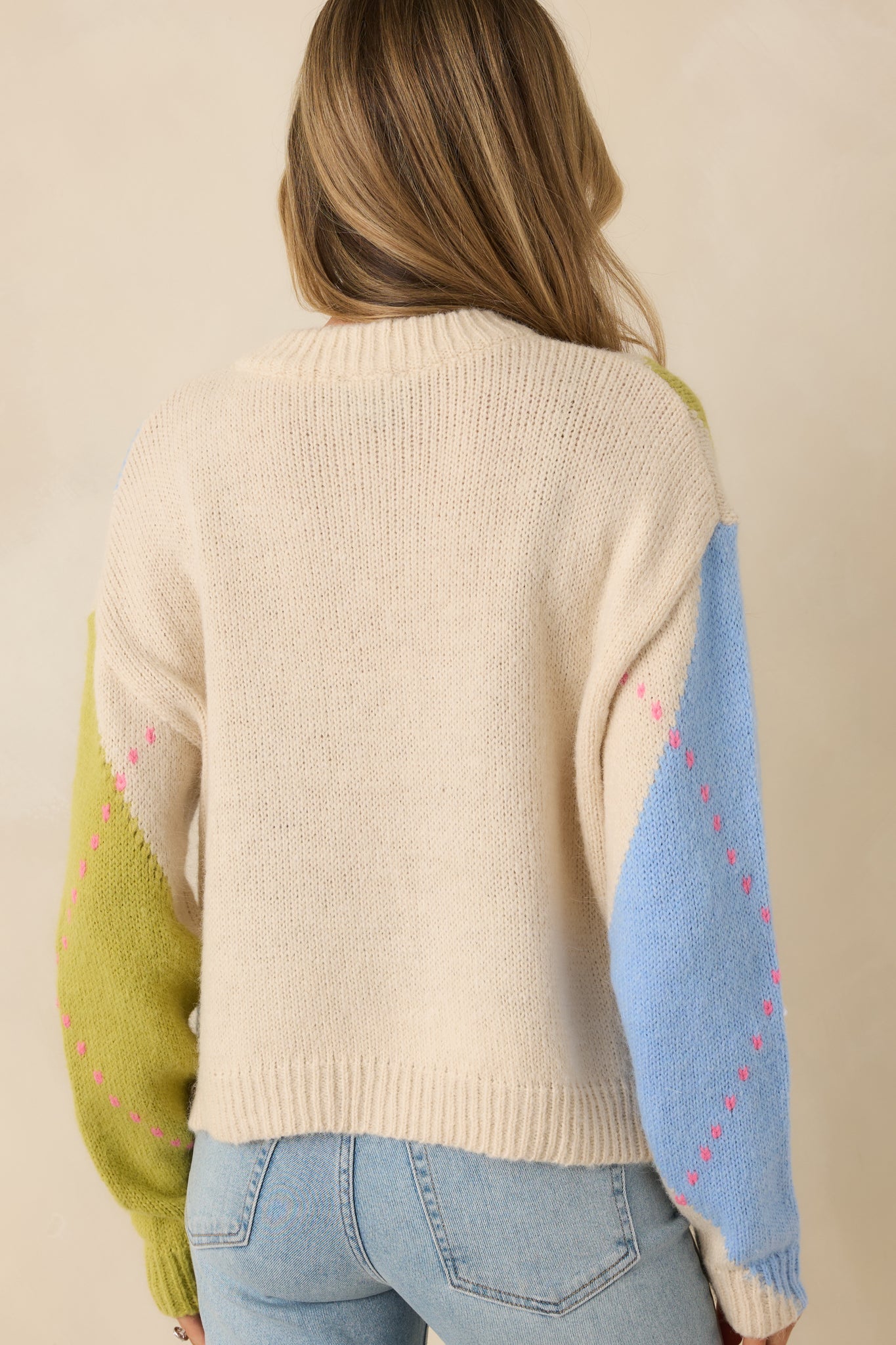 Can't Go Wrong Green & Blue Knit Argyle V-Neck Sweater