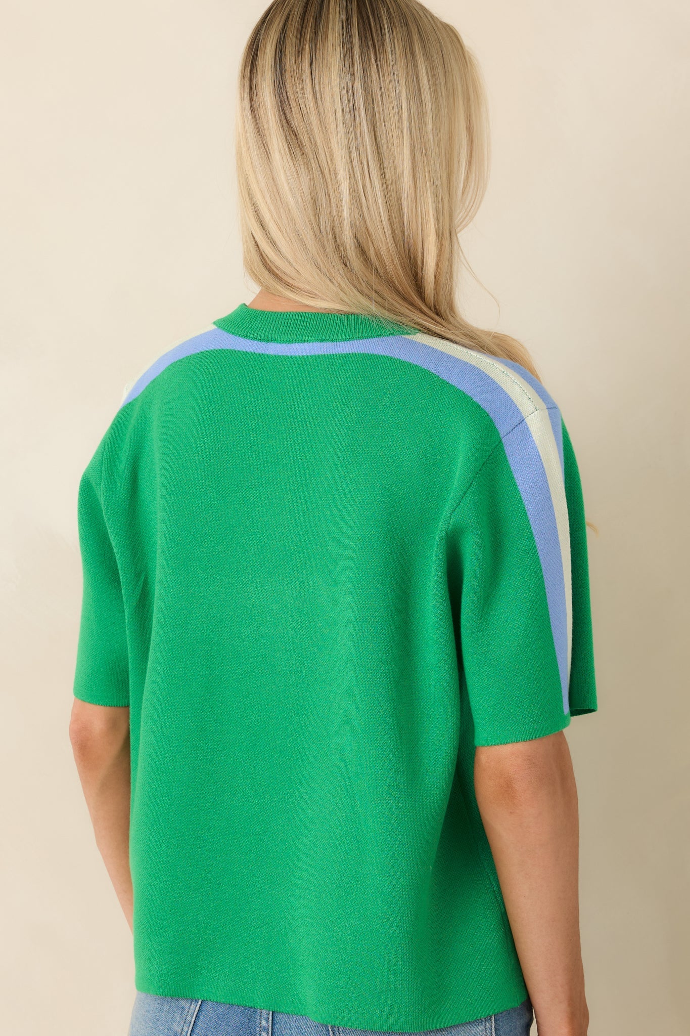 I'm Into It Green Multi Knit Stripe Top