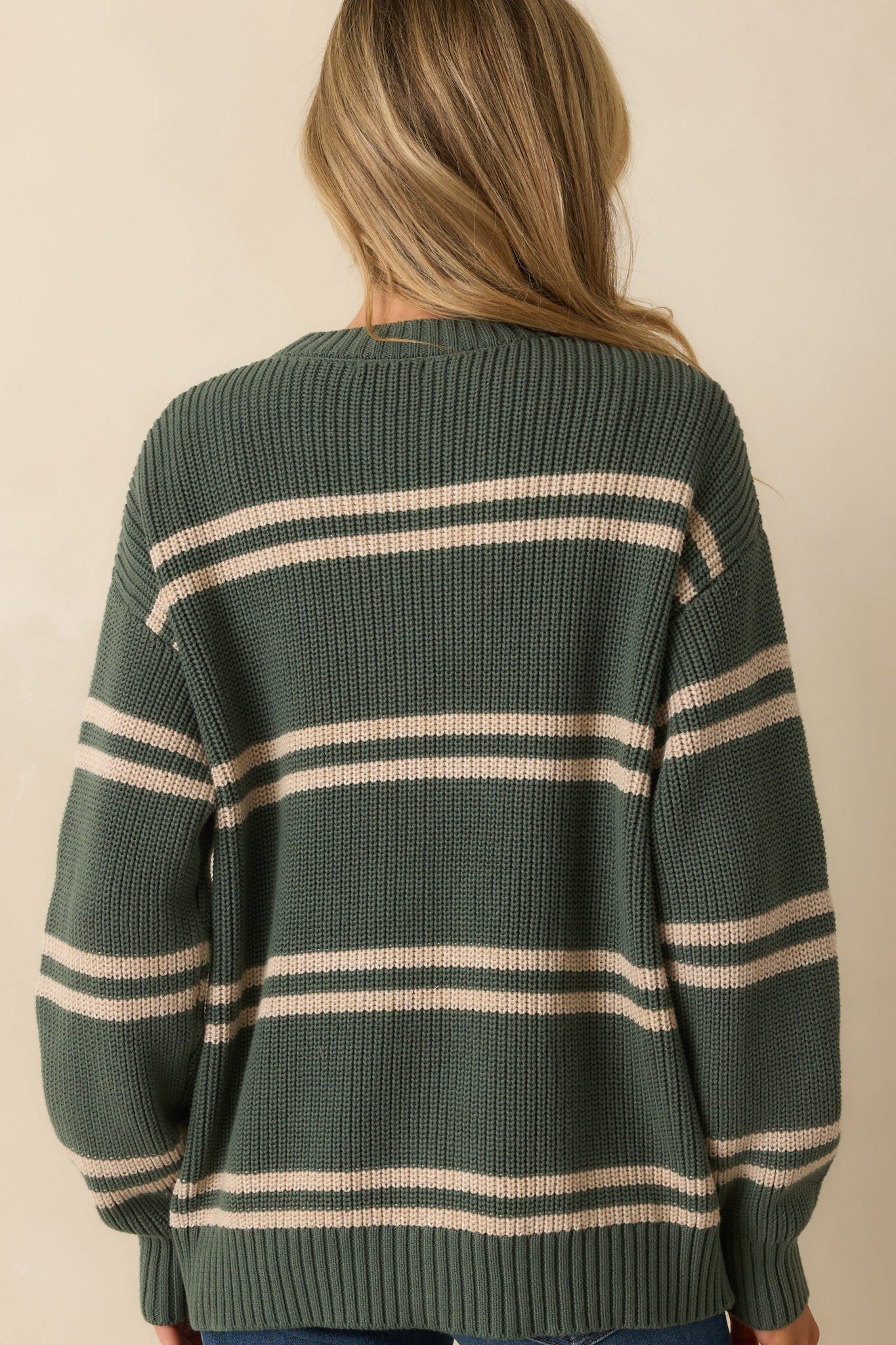 Z Supply Green Cotton Boyfriend Striped Cardigan