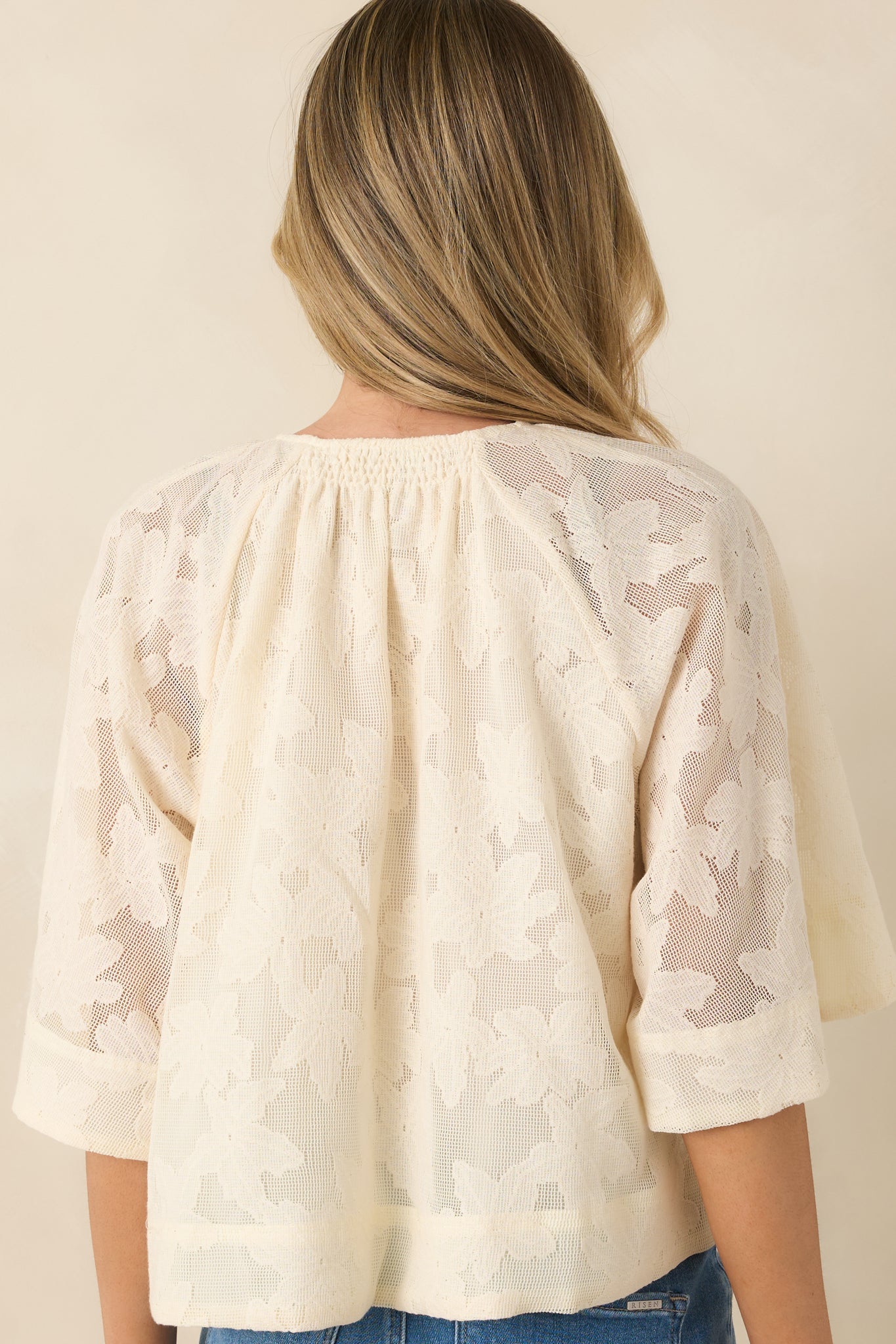 FRNCH Maresias Ivory Eyelet Embroidered Kimono Blouse