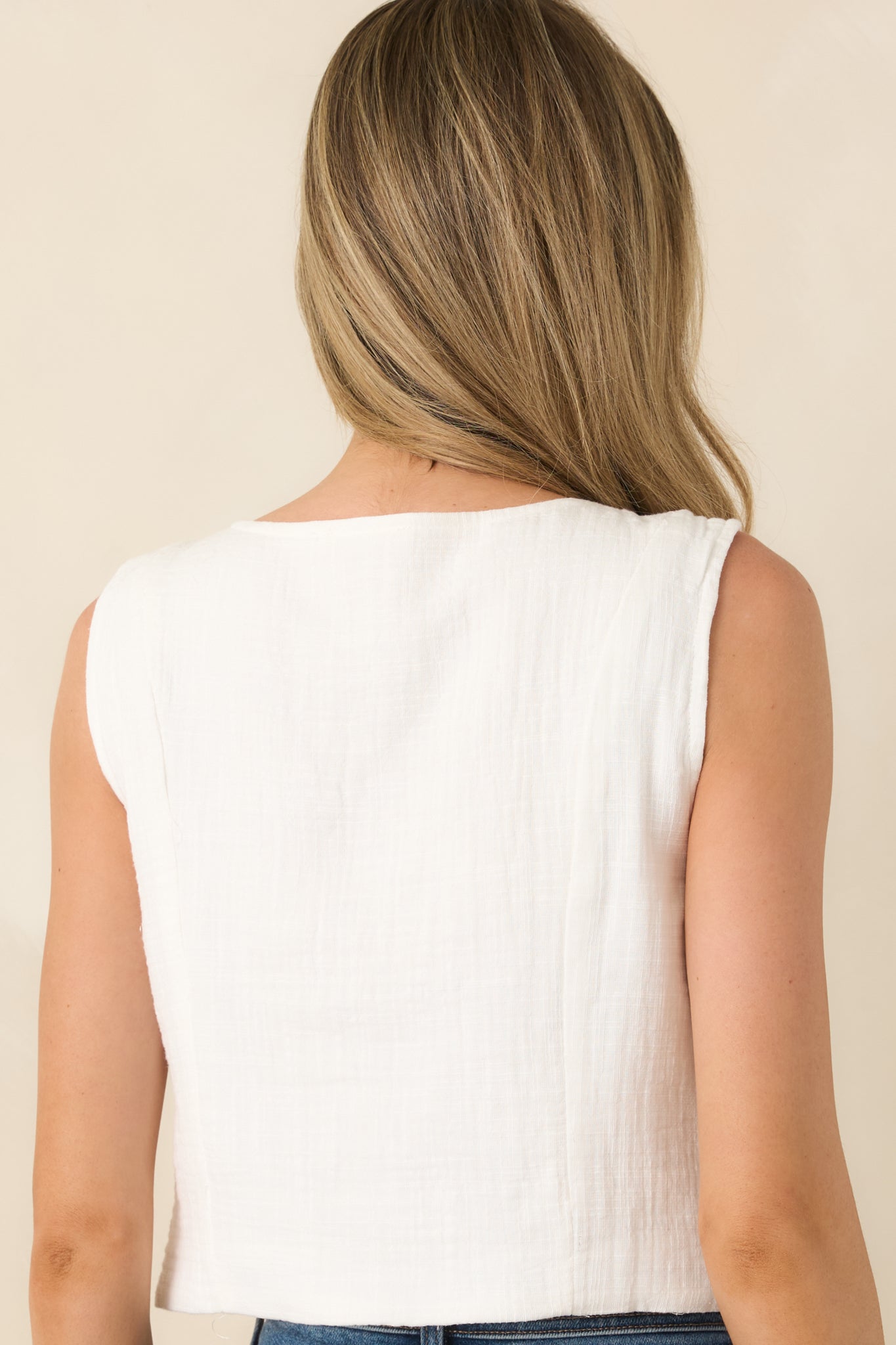 Just Beachy Ivory Cotton Embroidered Seashell Top