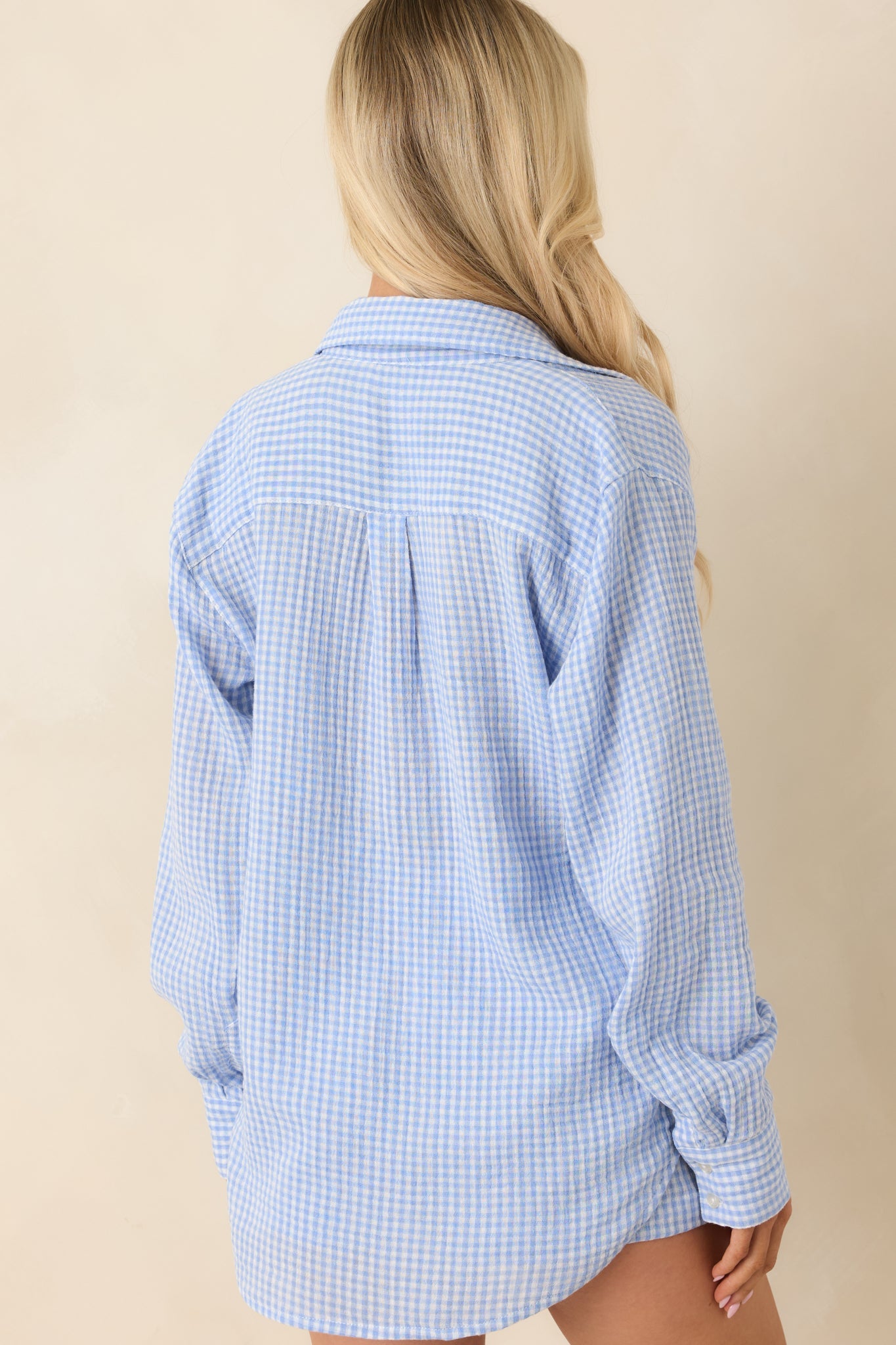 Z Supply Ice Blue Cotton Classic Gingham Top