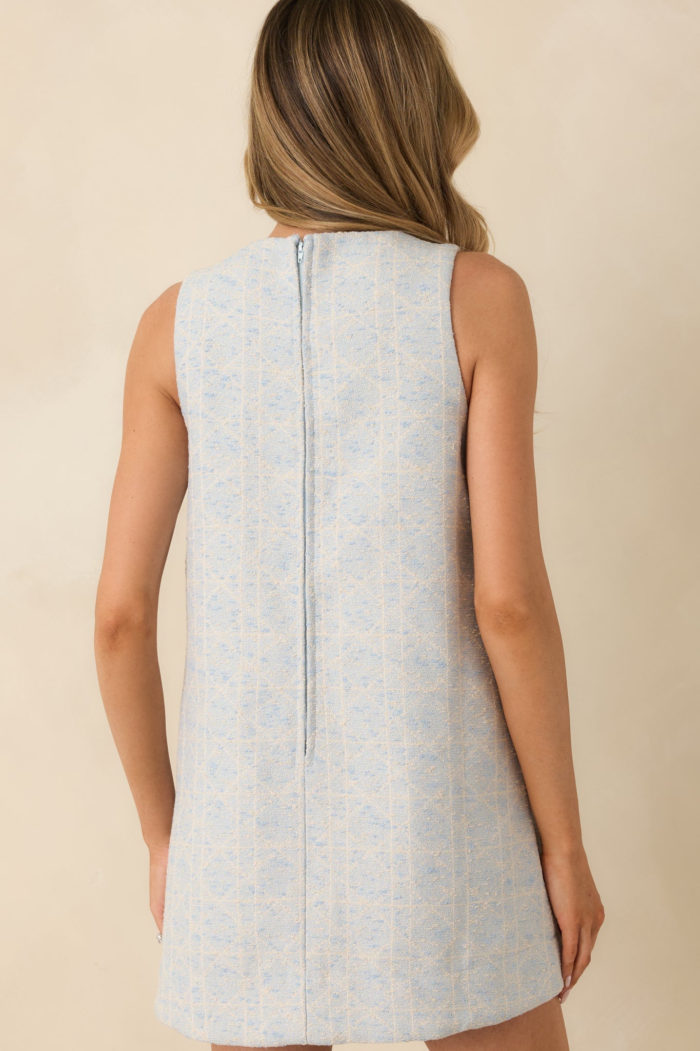 In a Good Mood Light Blue Geometric Mod Style Mini Dress