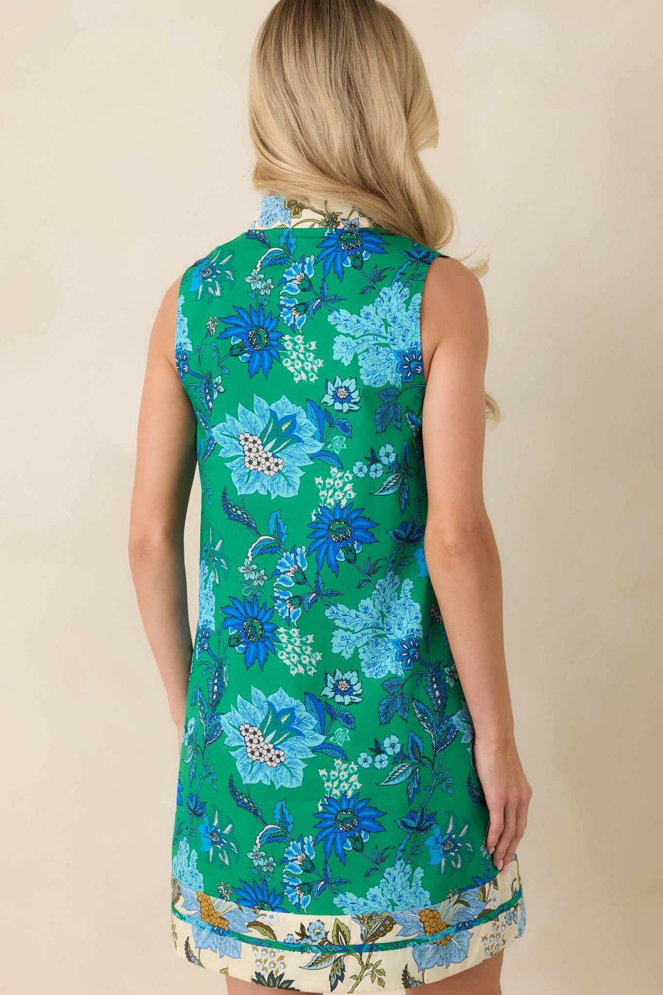 Blooming with Purpose Green & Blue Floral Cotton Mini Dress