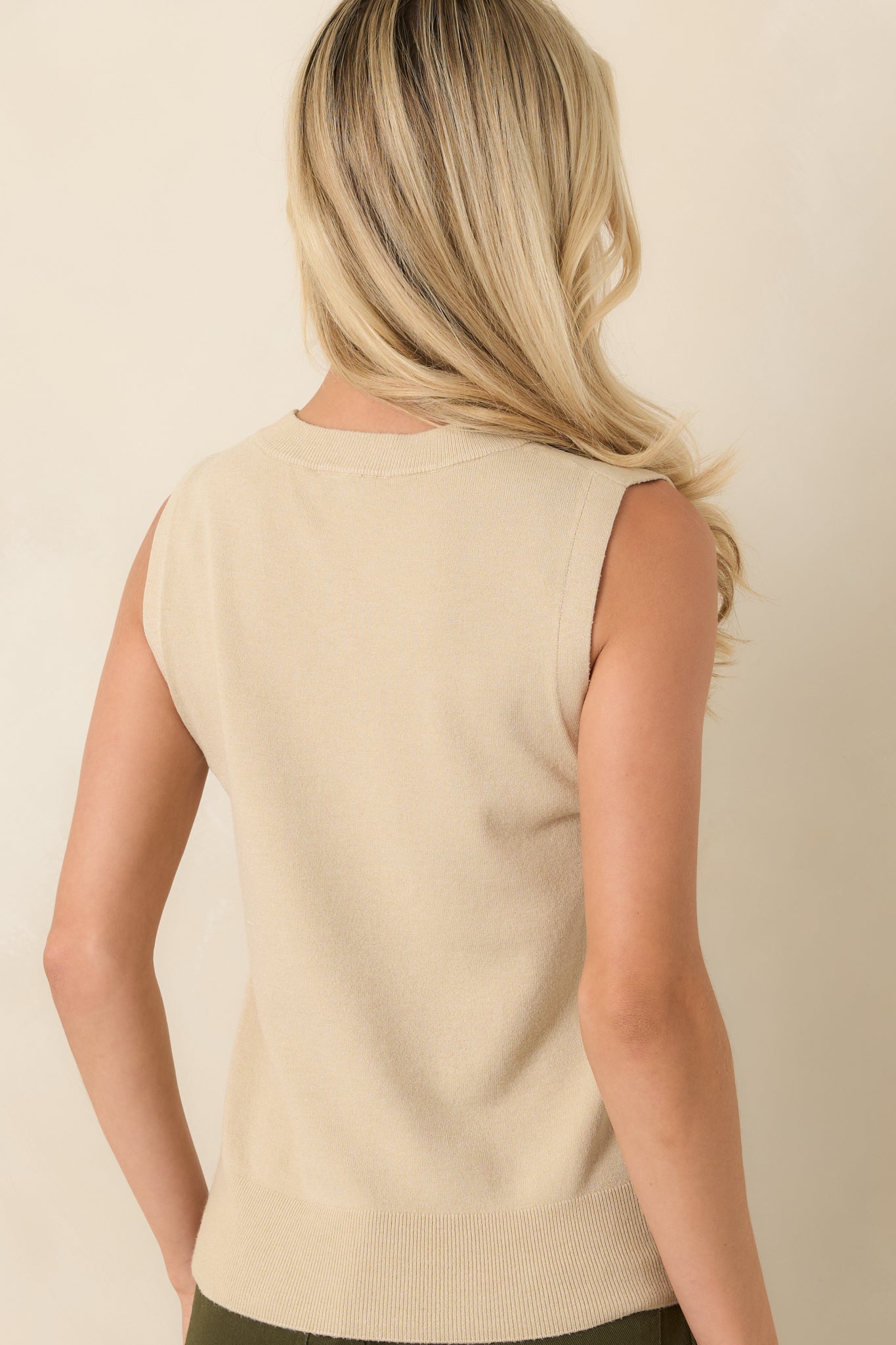 Required Reading Beige Knit Sweater Tank