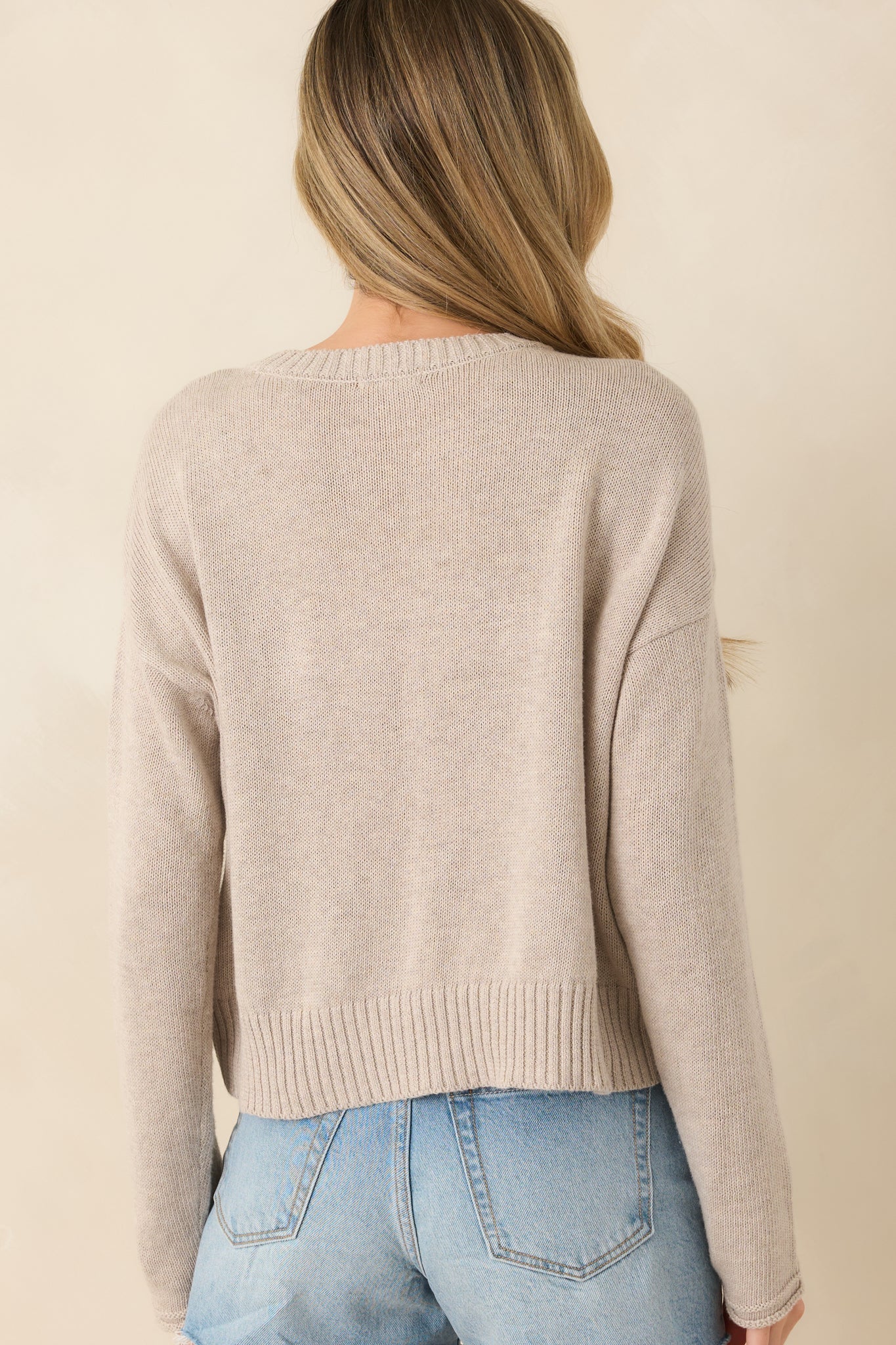 Z Supply Natural Heather Beach Embroidered Sweater