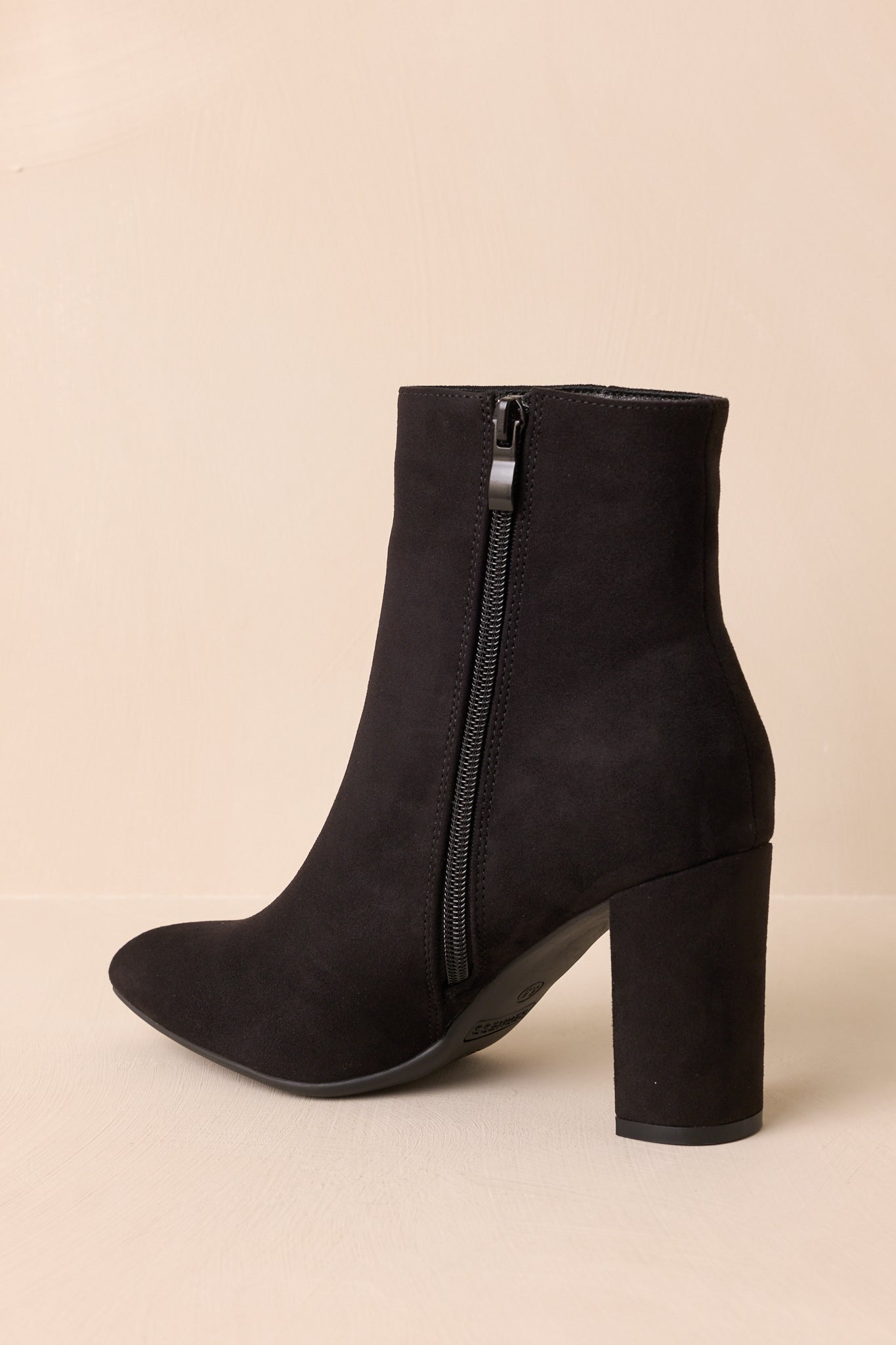 From Here On Black Faux Suede Block Heel Ankle Boots