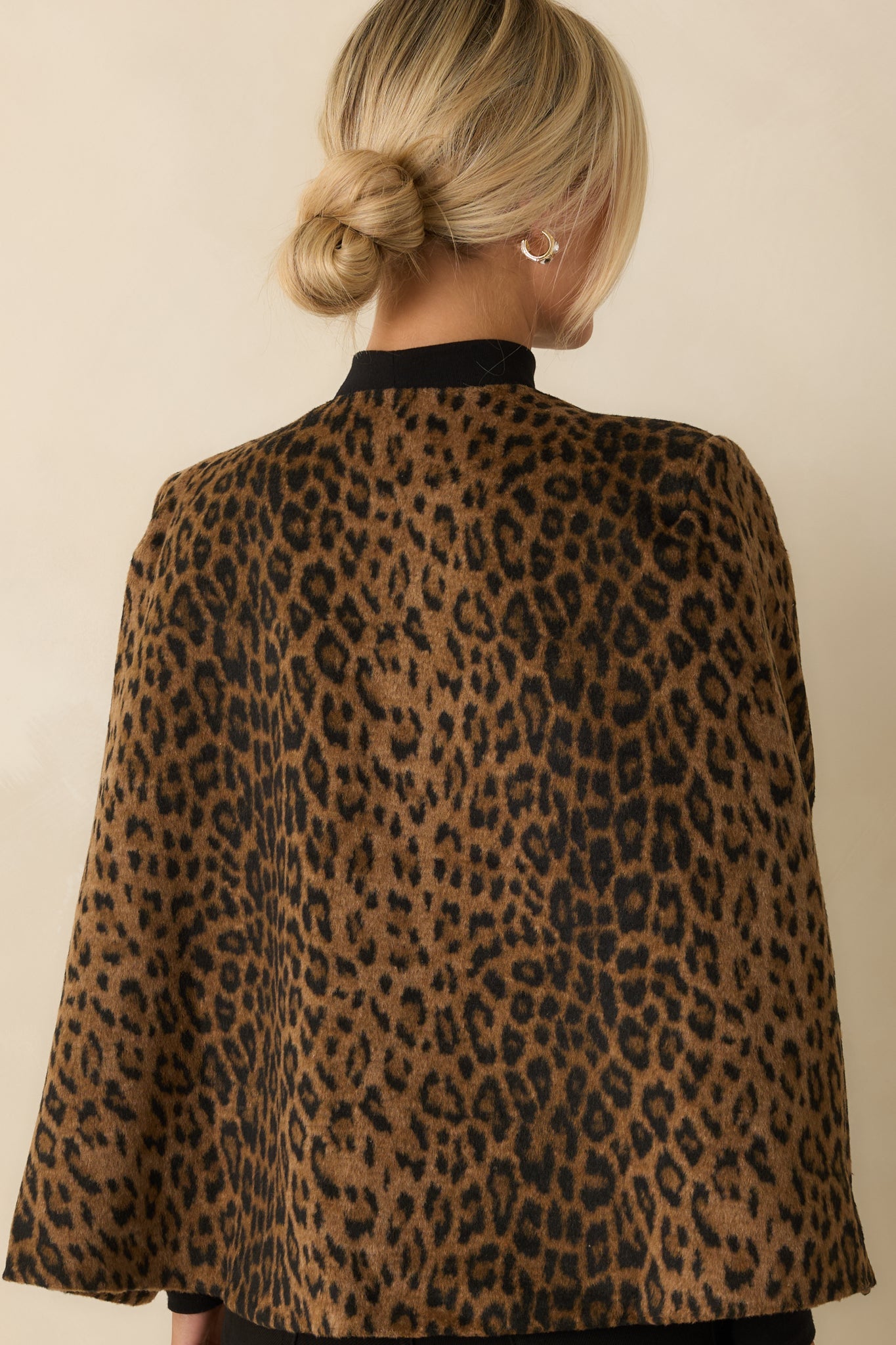 Hear Me Roar Brown Leopard Print Cape Blazer