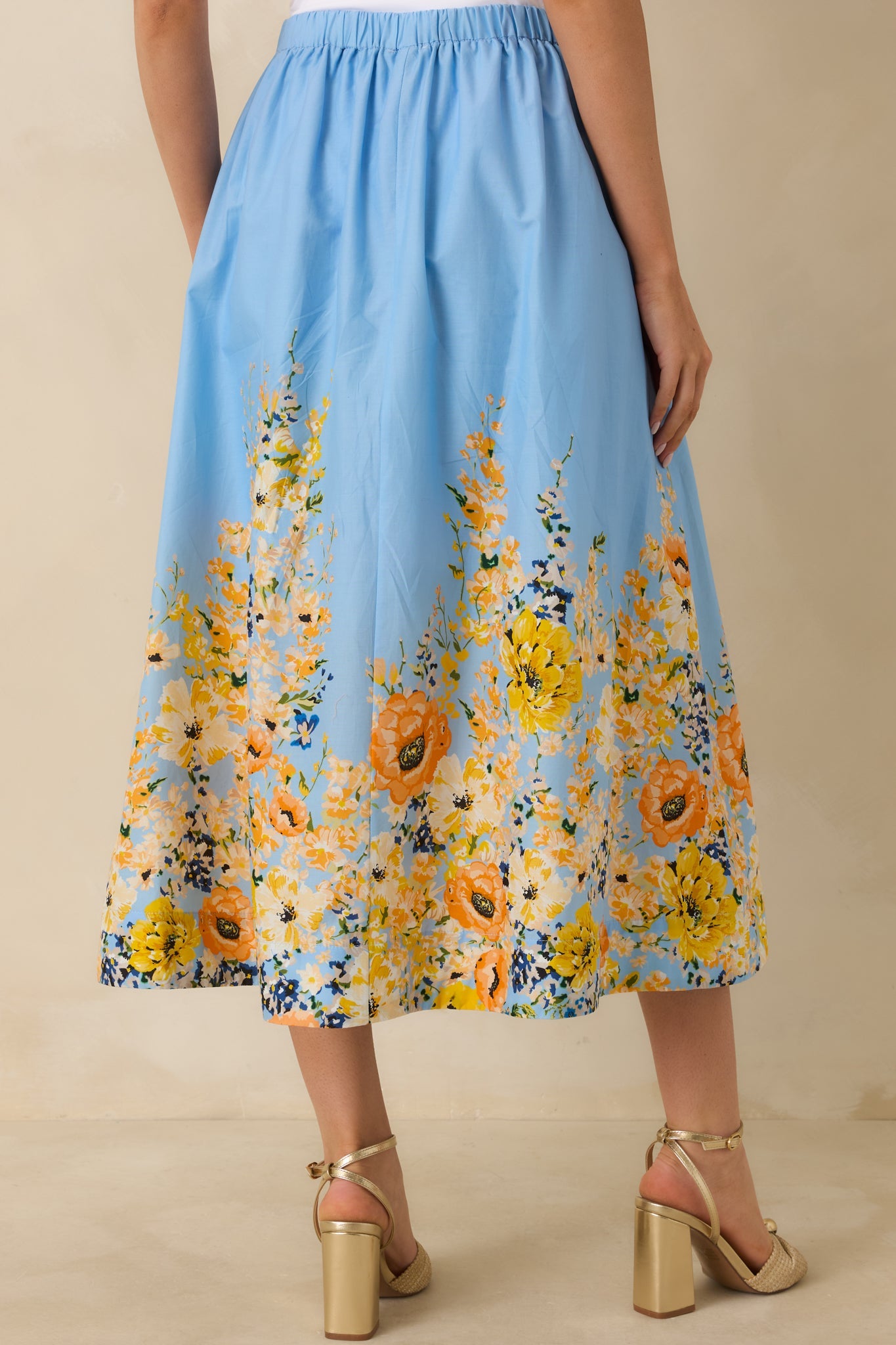 Tomorrow Will Come Blue Multi Cotton Floral Maxi Skirt
