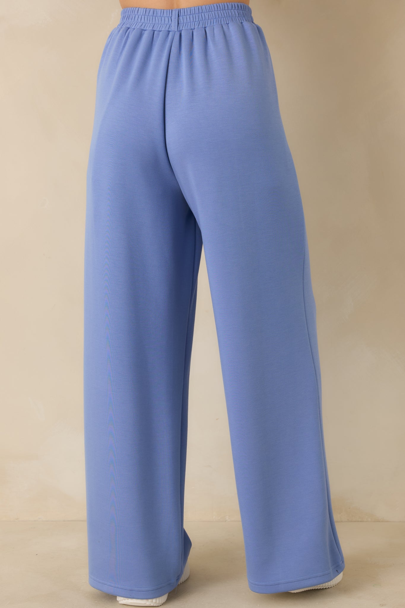 Ready to Jet Horizon Blue Knit High-Waisted Wide-Leg Pants