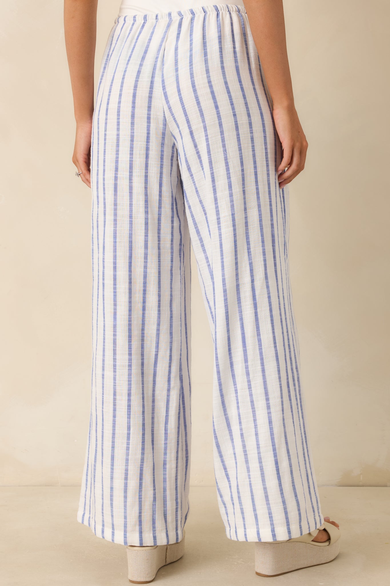 Salt Air & Sunshine Blue Stripe Gauzy Cotton Wide Leg Pants