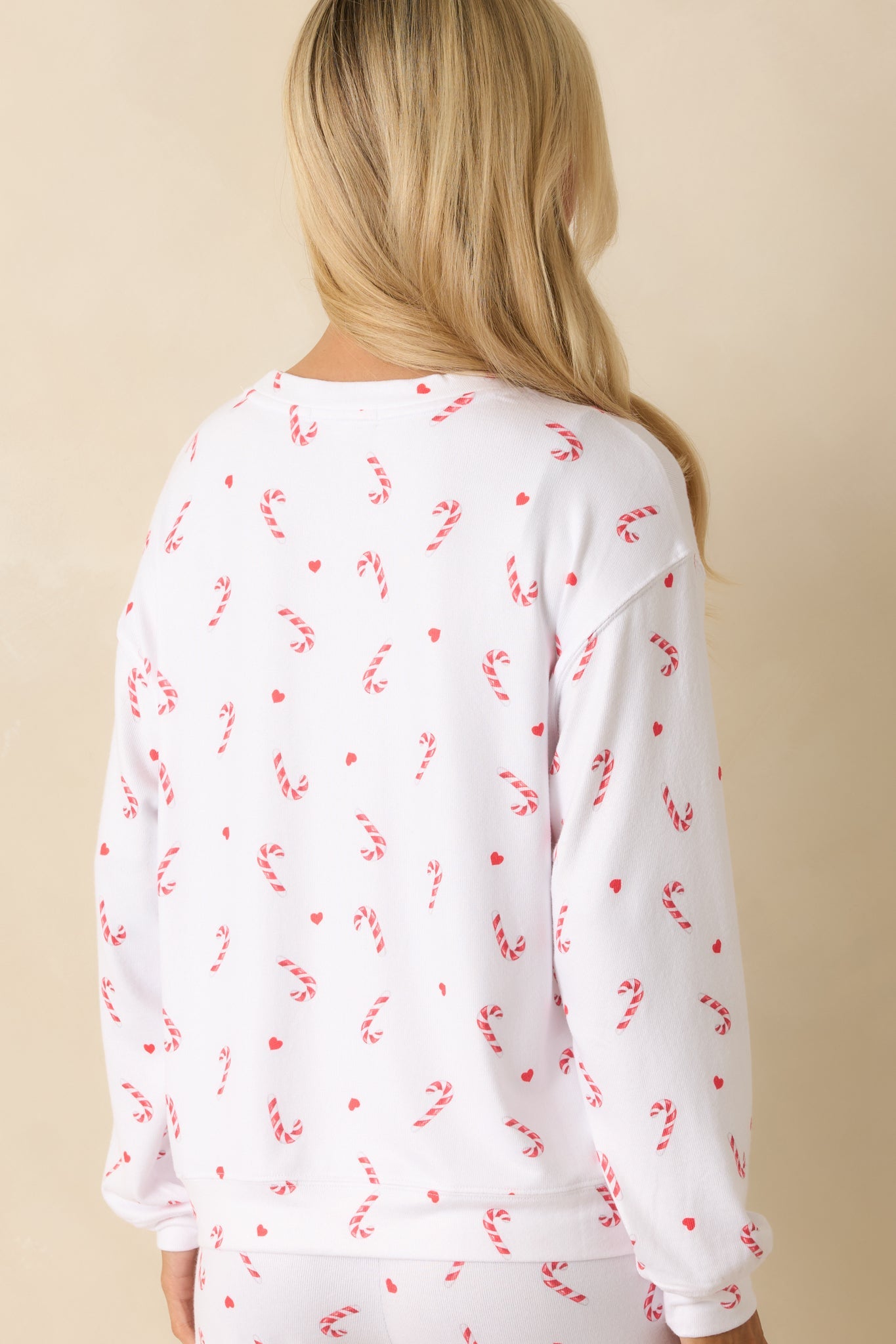 Z Supply White Knit Cozy Candy Cane Pajama Top
