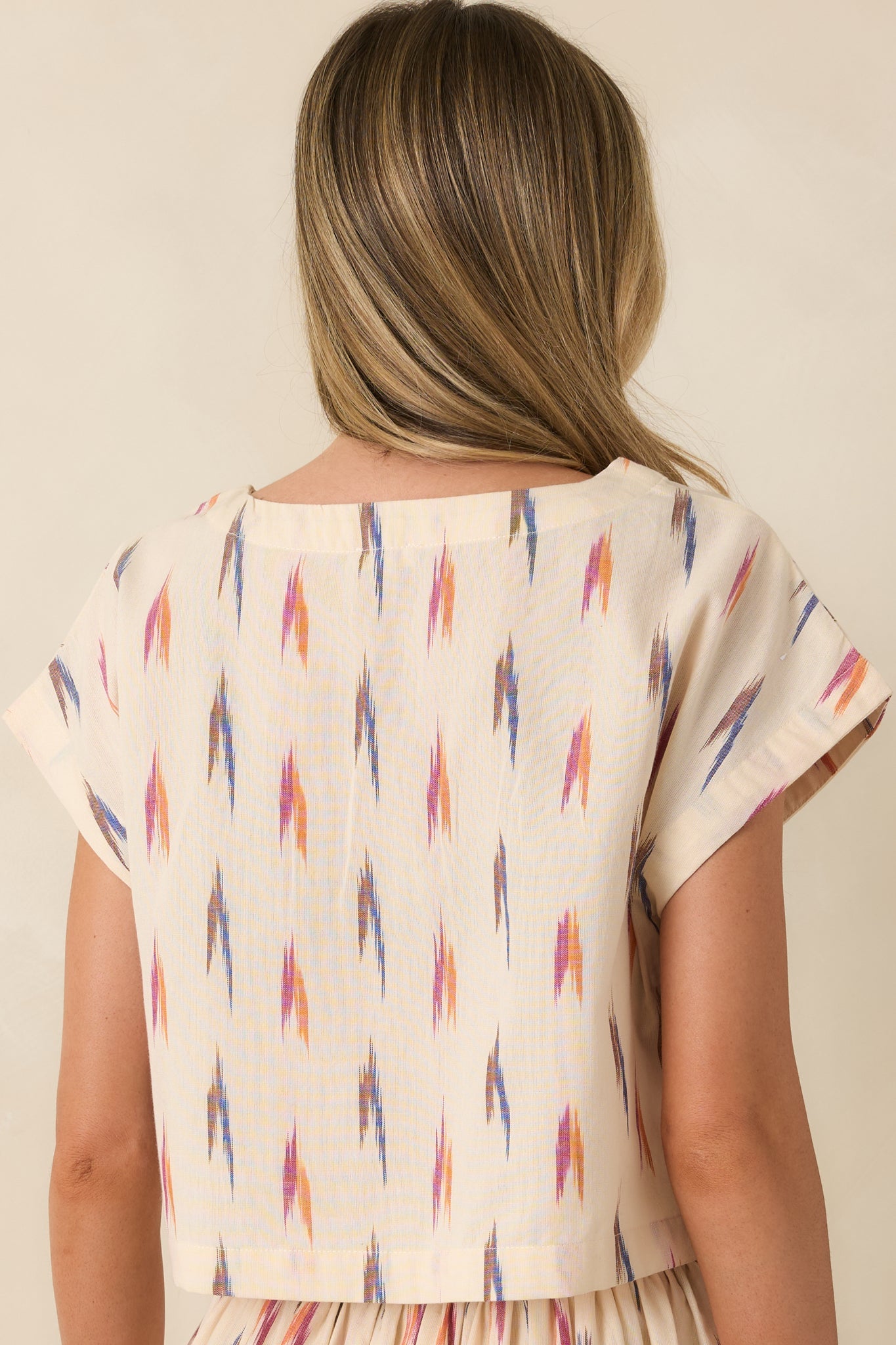 Instant Film Summer Ivory Multi Print Cotton Crop Top