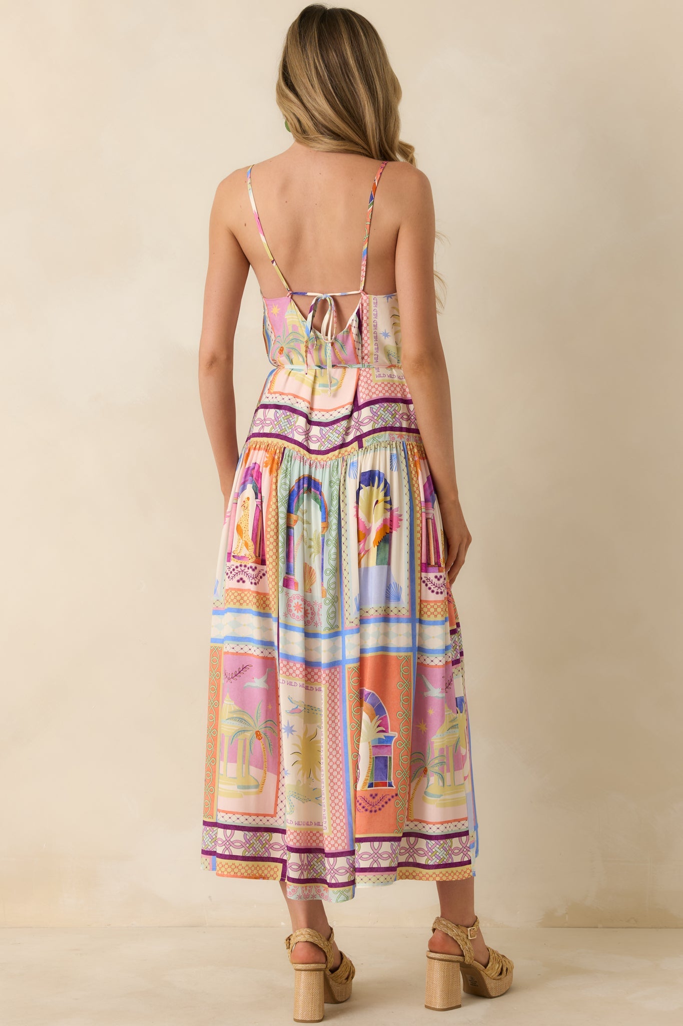 MINKPINK Elysia White Multi Tropical Tile Print Maxi Dress