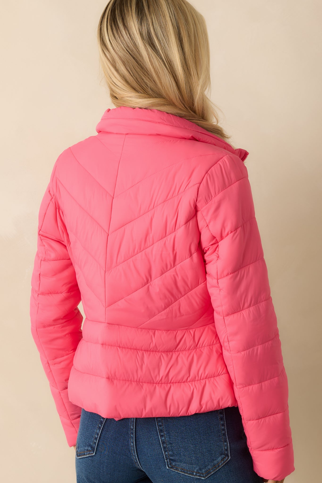 I Mean It Bright Pink Puffer Jacket