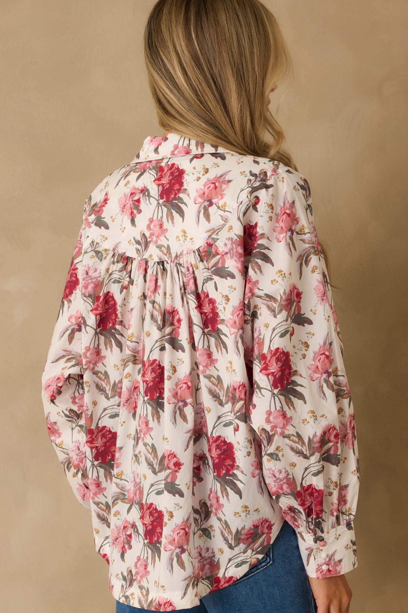 Exactly The Vibe Pink Multi Floral Print Cotton Button Front Top