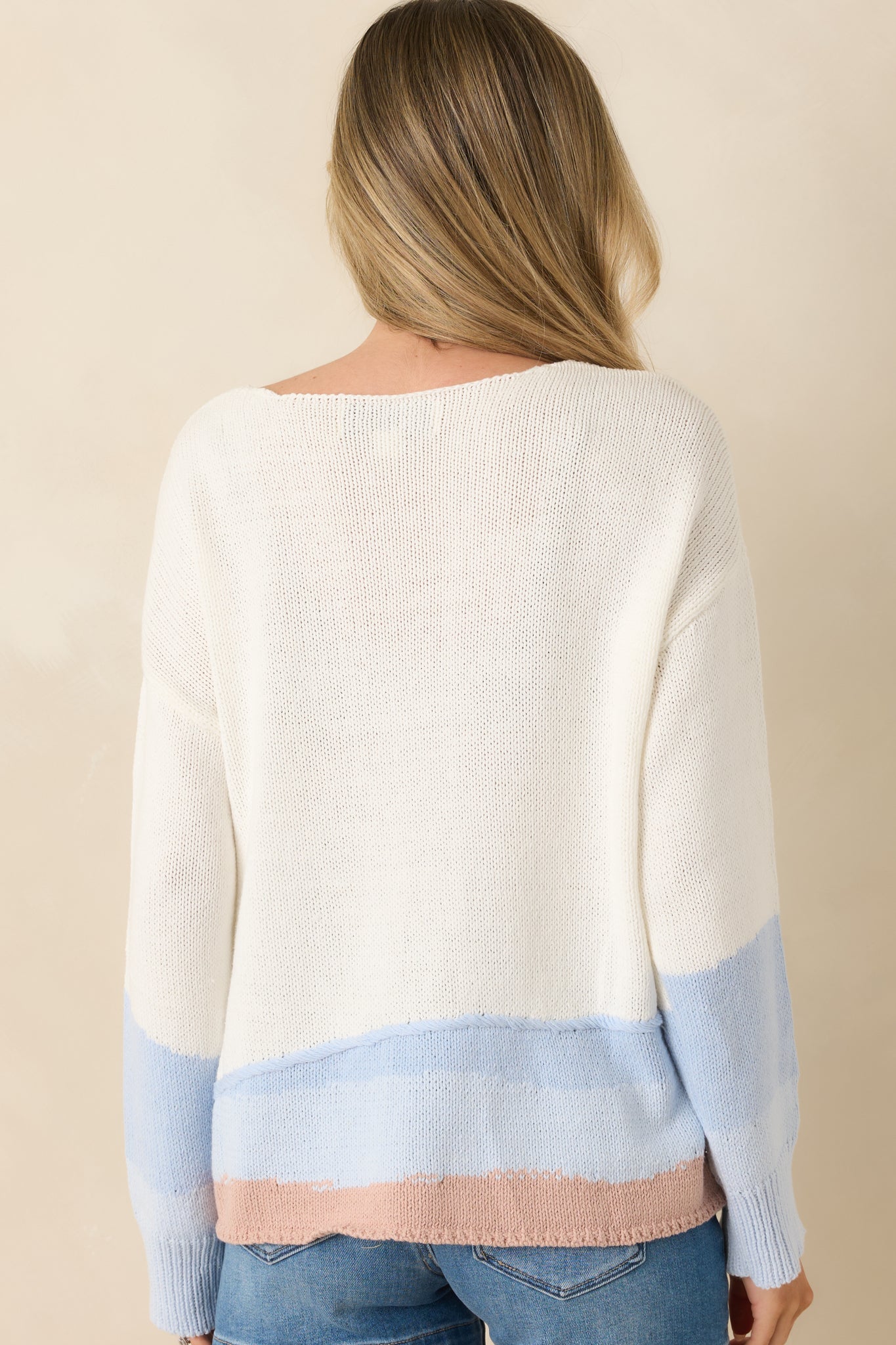 Pocketful of Sunshine White Multi Knit V-Neck Sweater