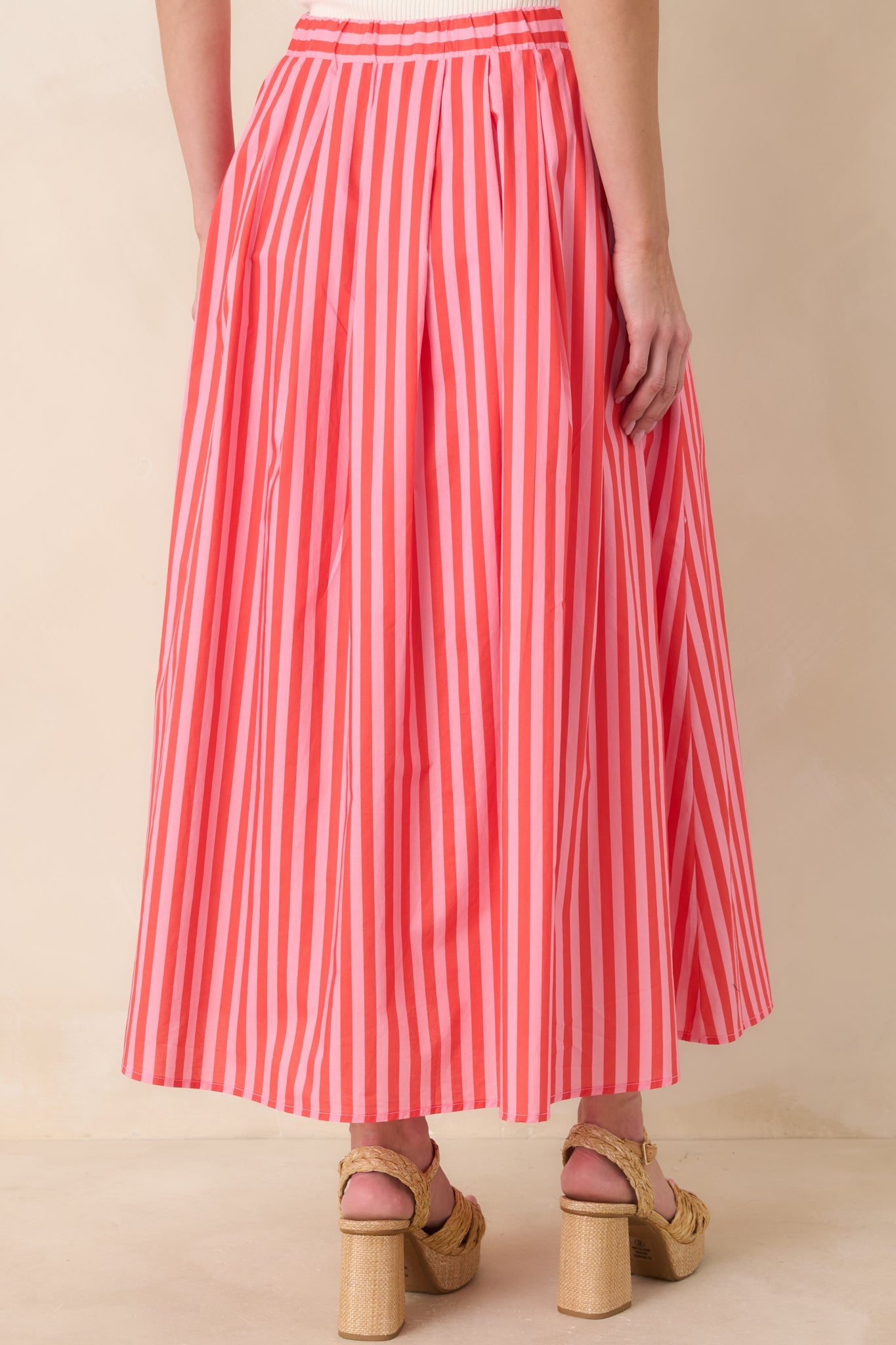 Making Moves Orange & Pink Stripe Cotton Maxi Skirt