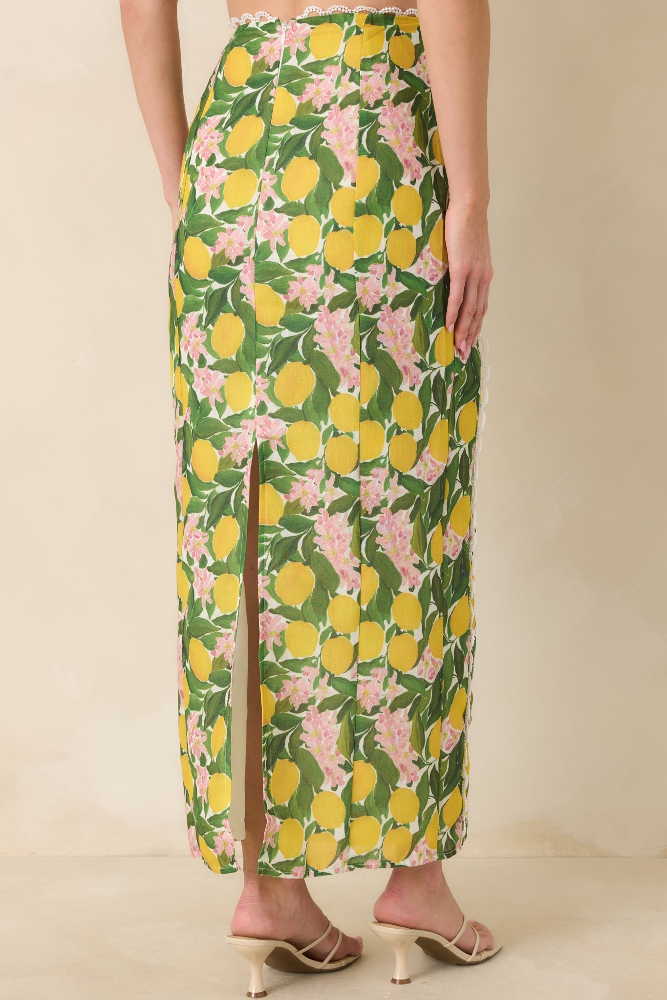 Sweetest in the Grove Yellow Multi Lemon Blossom Maxi Skirt