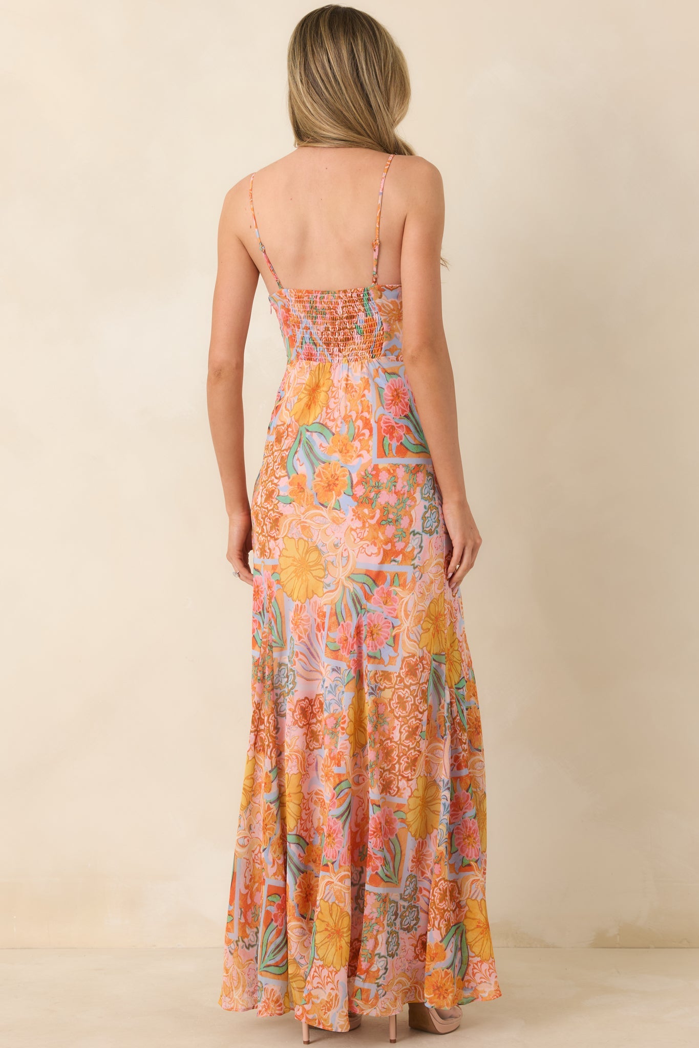 Sunshine of My Love Pink Multi Floral Print Chiffon Maxi Dress