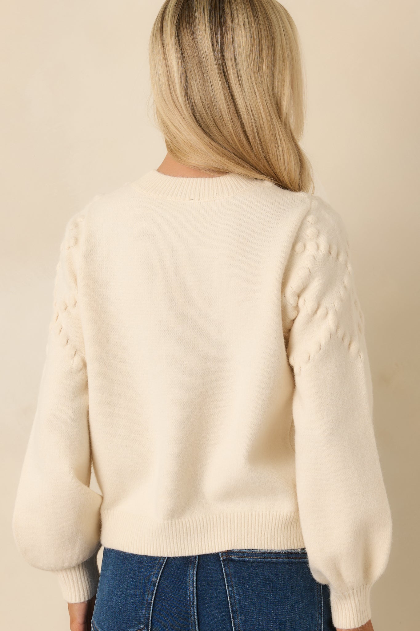 Petals and Pearls Ivory Multi Knit Floral Embroidered Crewneck Sweater