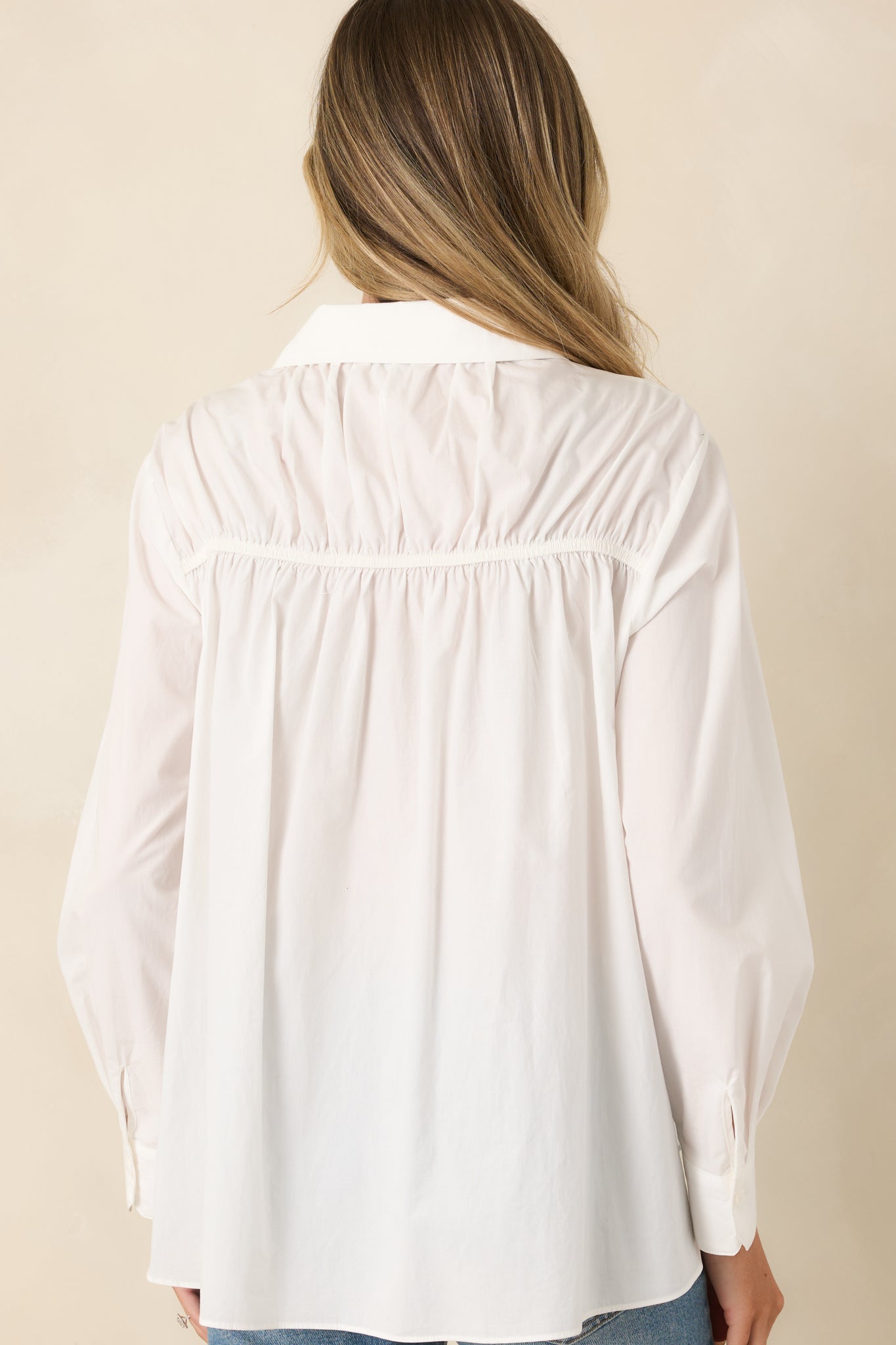 Little Details Matter White Floral Appliqué Button-Up Blouse