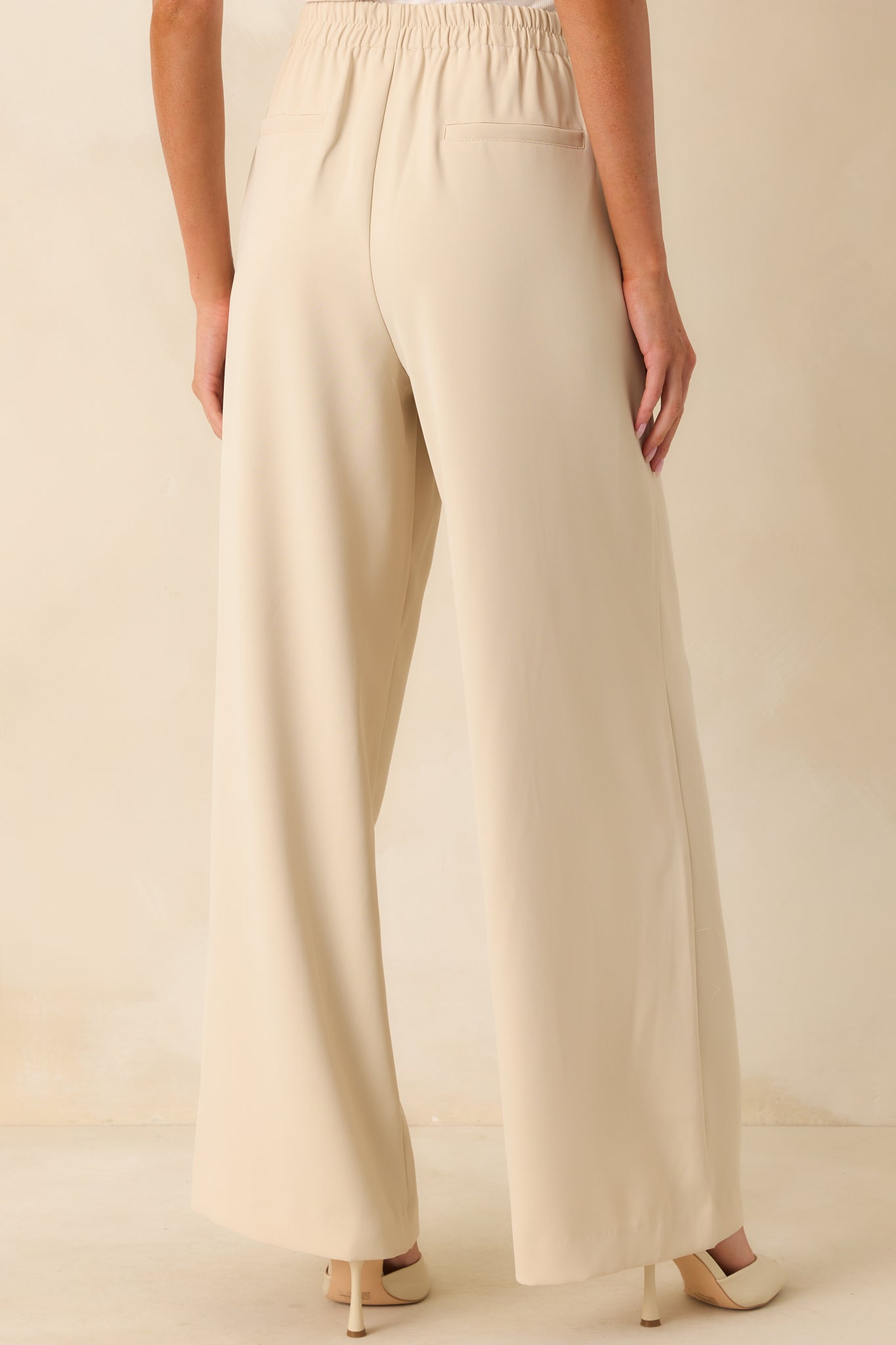 In Her Element Ecru Beige Wide Leg High Waisted Pants