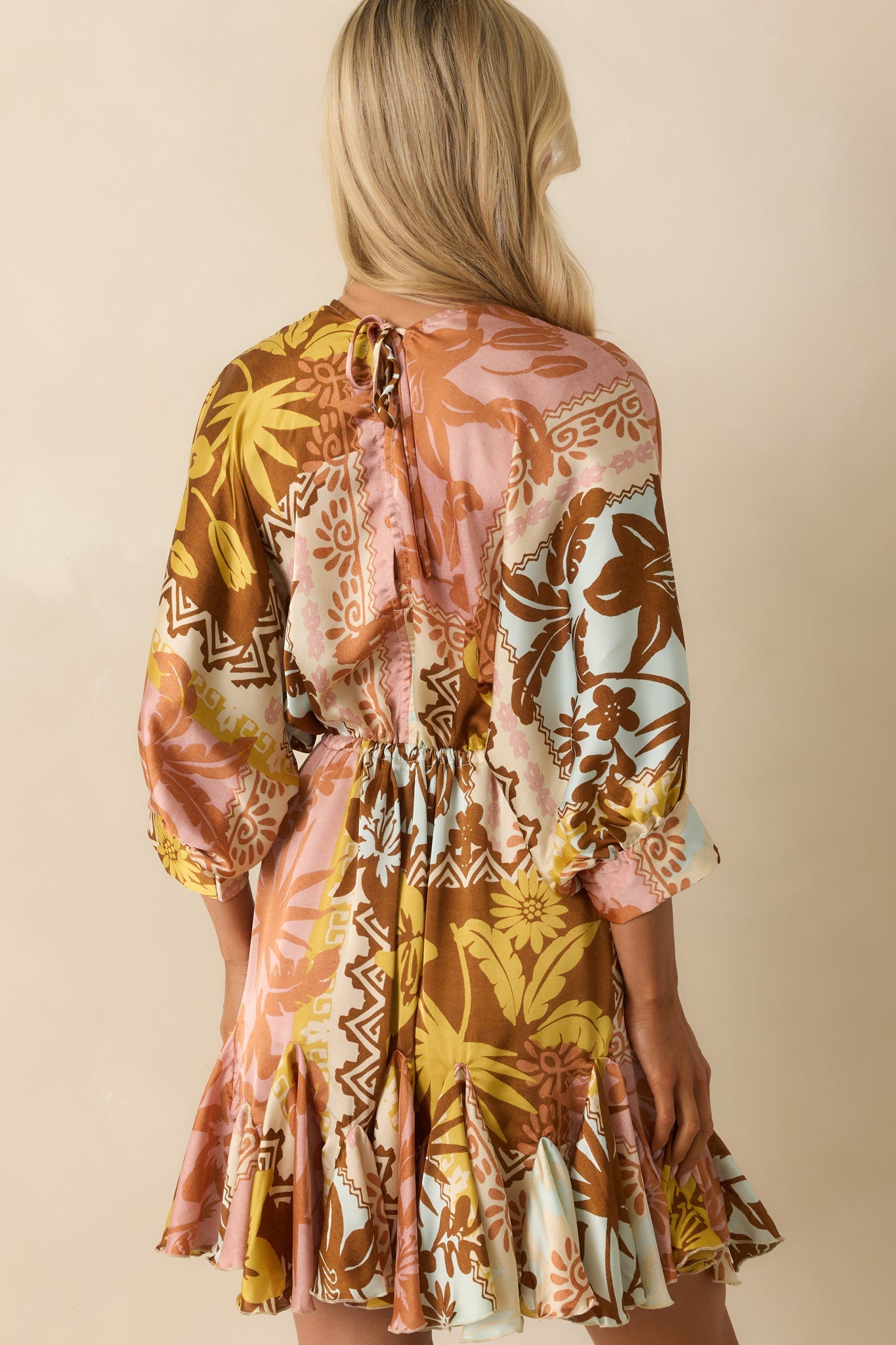 I'll Lead The Way Pink Coral Patchwork Print Mini Dress