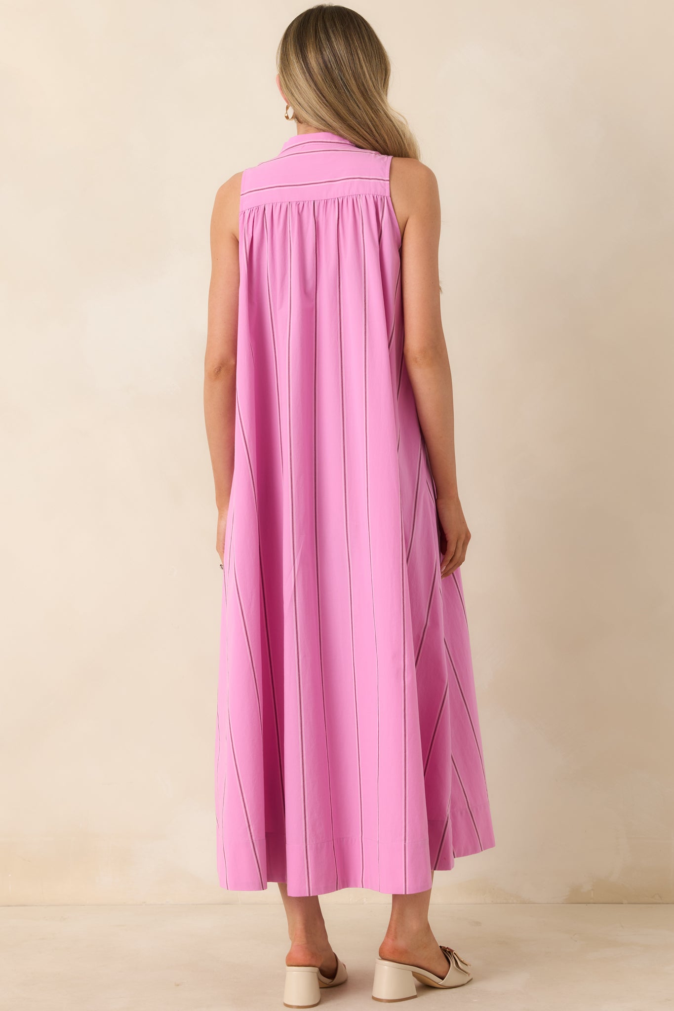 FRNCH Teahupoo Pink Stripe Cotton Maxi Dress