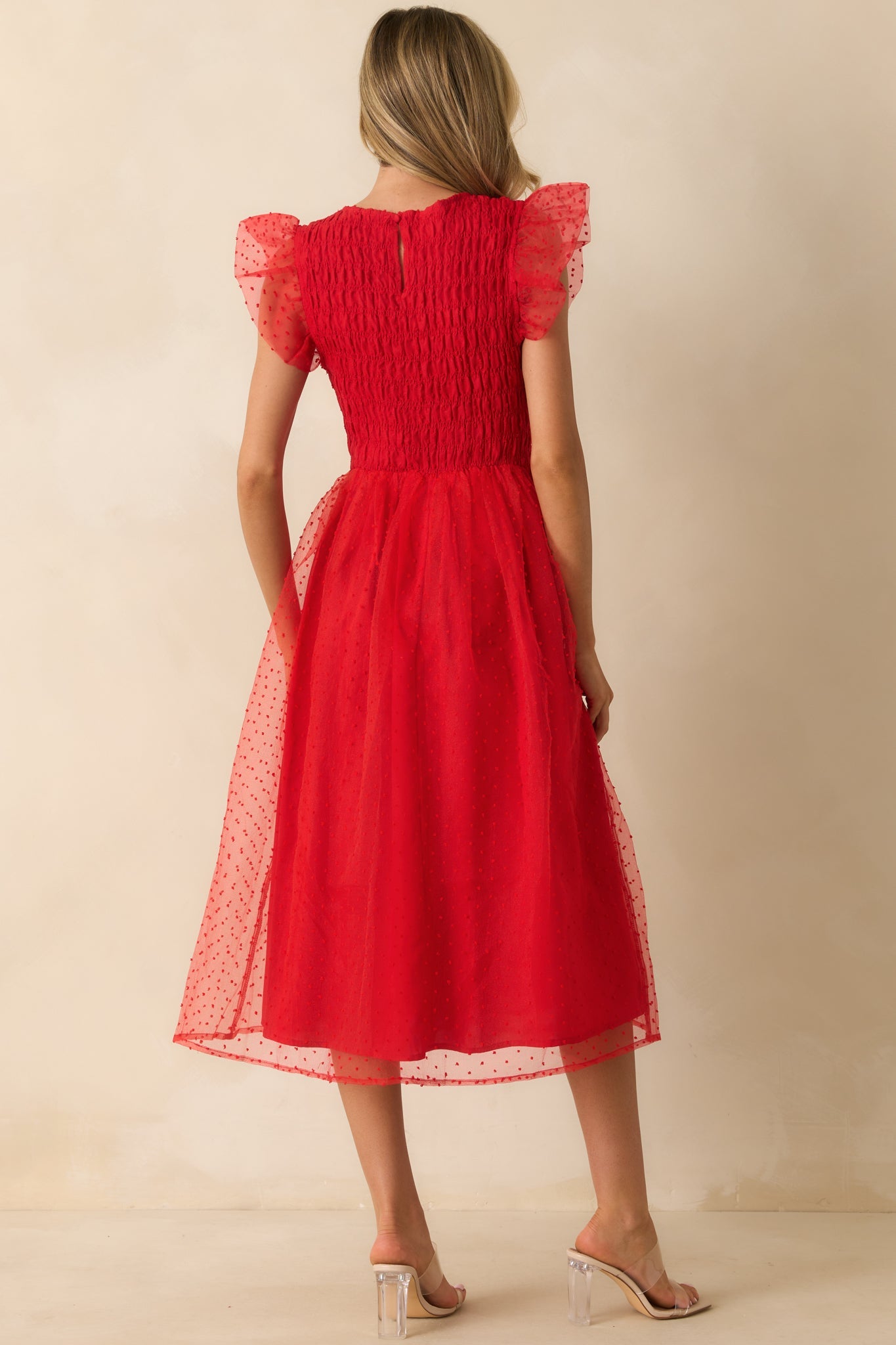 Heart On Fire Red Polka Dot Midi Dress