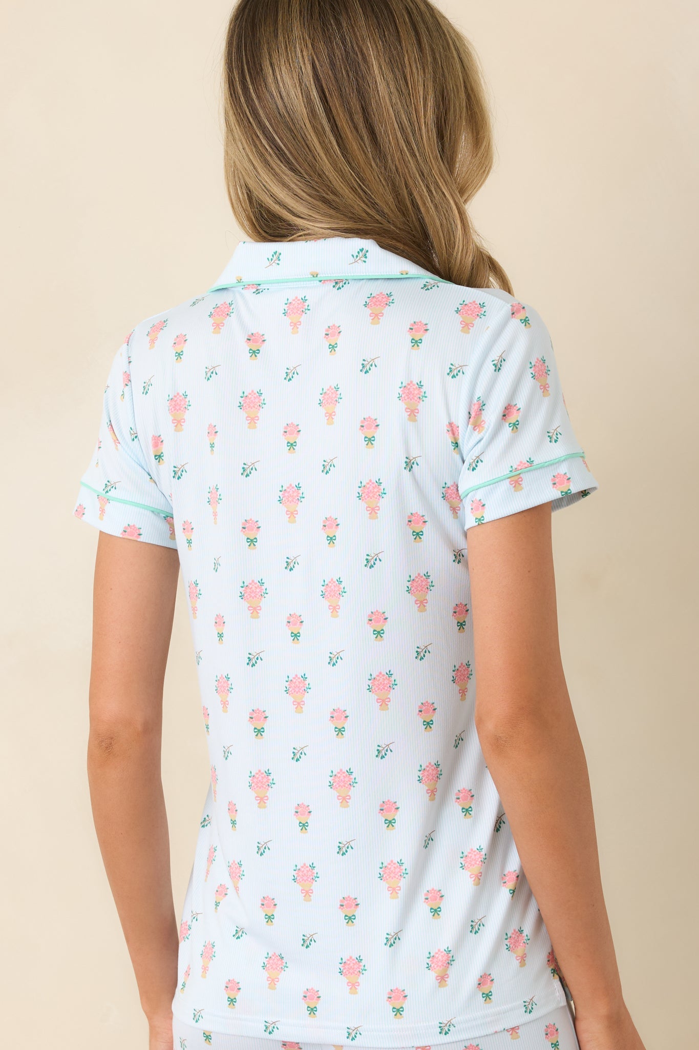 Mint to Be Mine Mint Green Multi Floral Print Short Sleeve Pajama Top