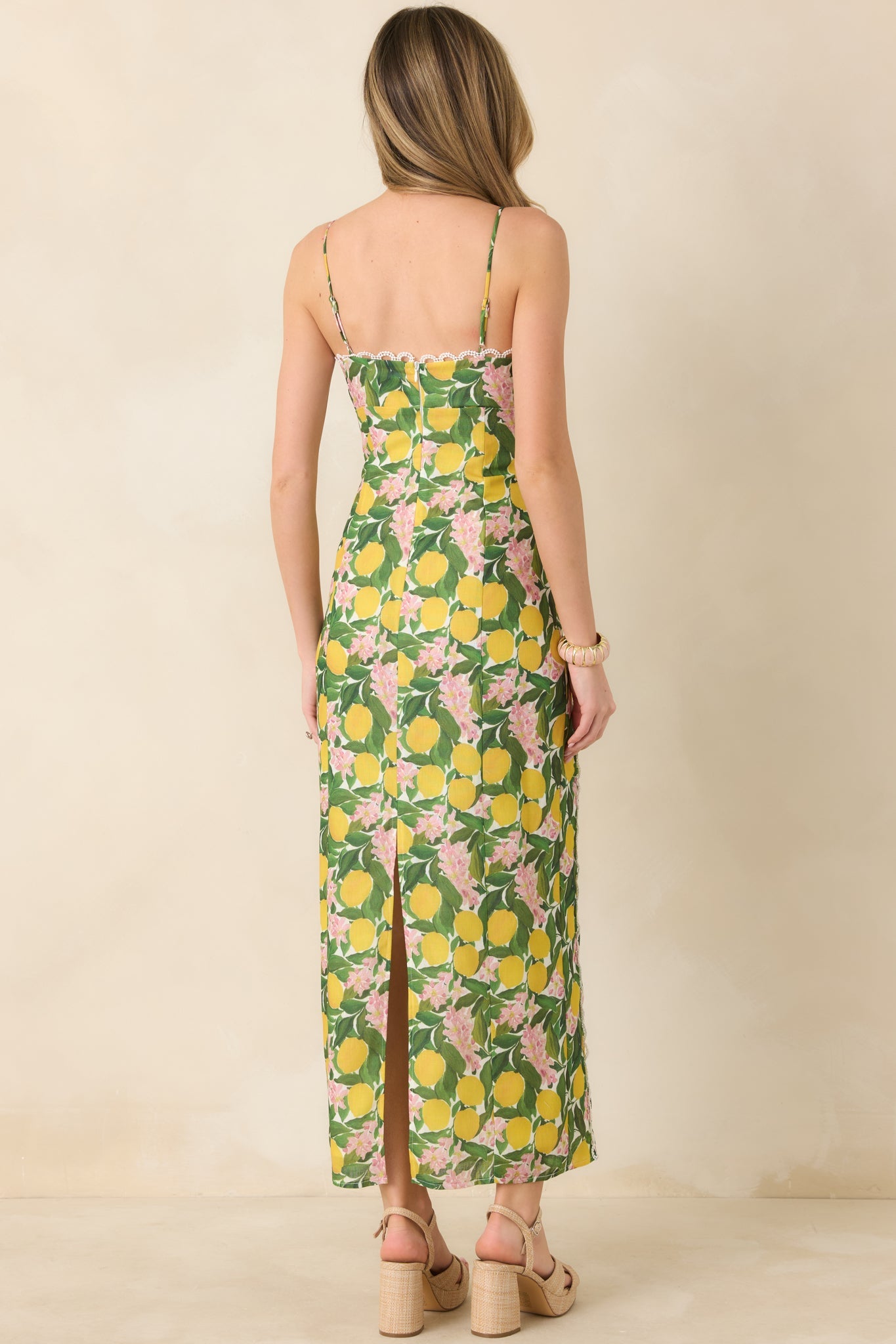 Squeeze the Day Yellow Multi Lemon Blossom Maxi Dress