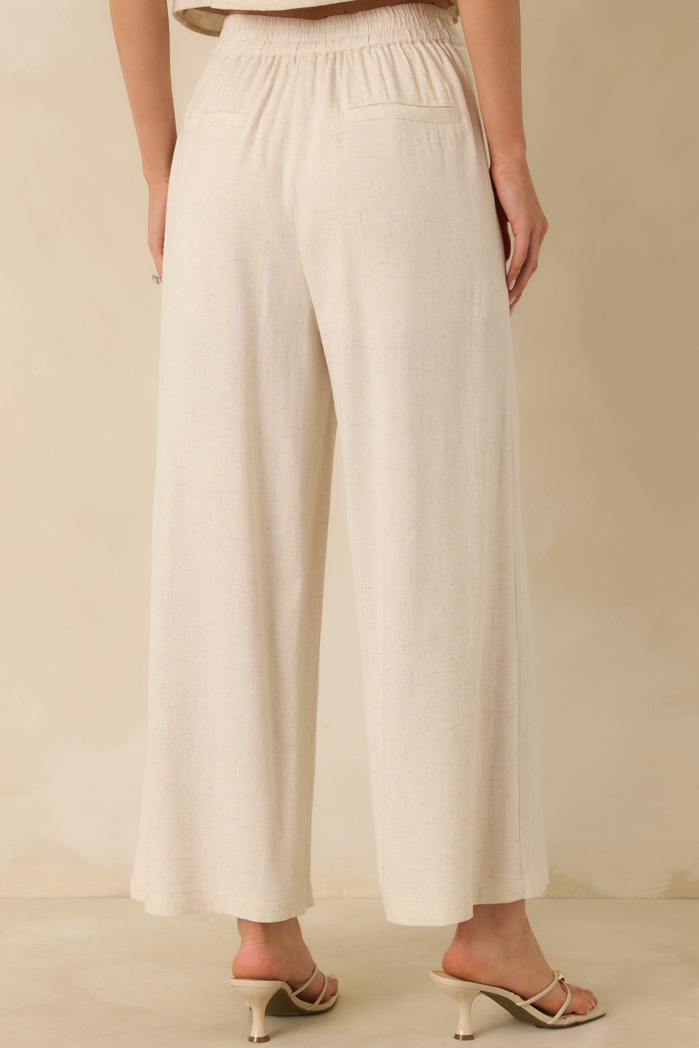 Met Your Match Natural Linen-Blend Wide Leg Pants