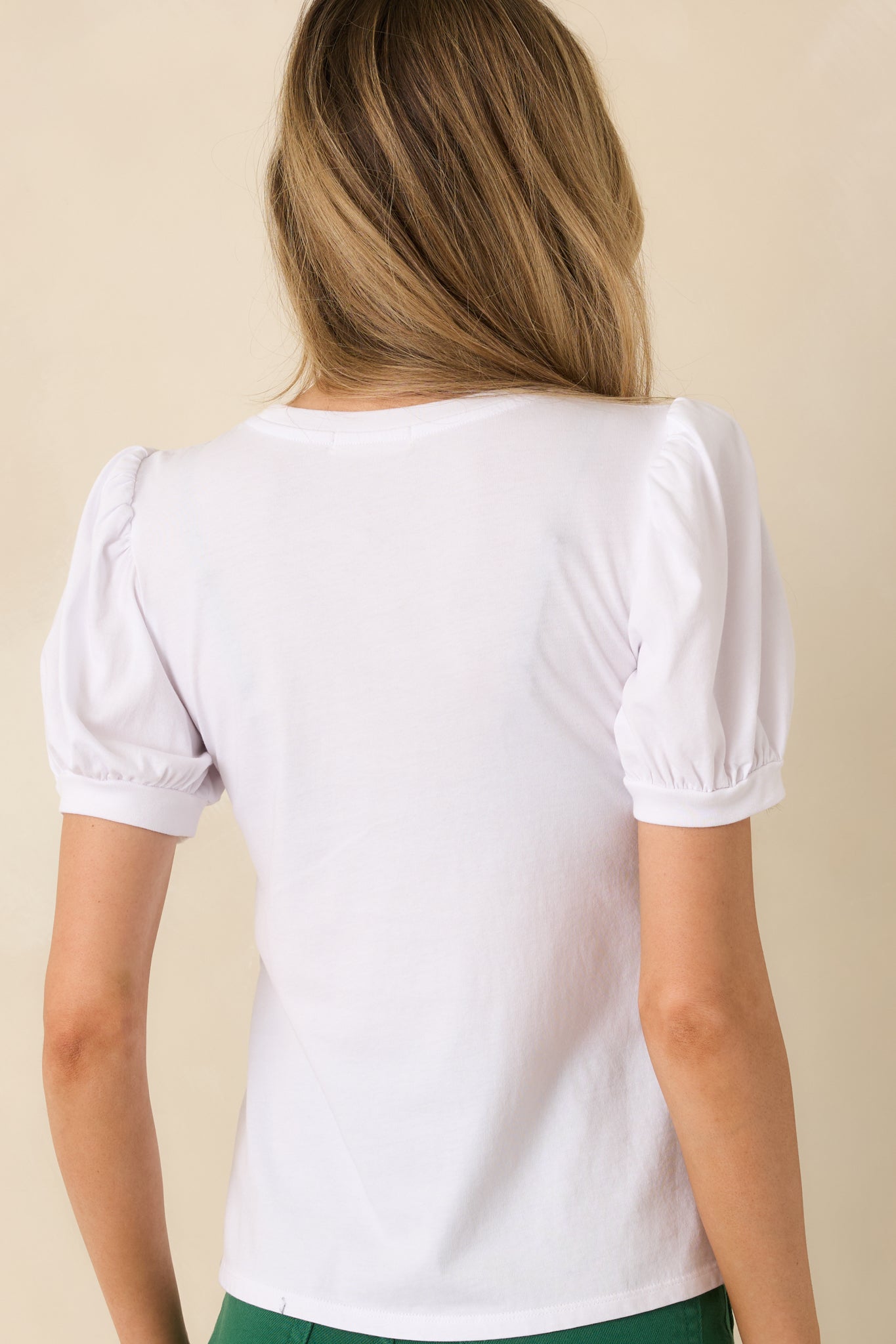 In Theory White Cotton Puff Sleeve Crewneck Top