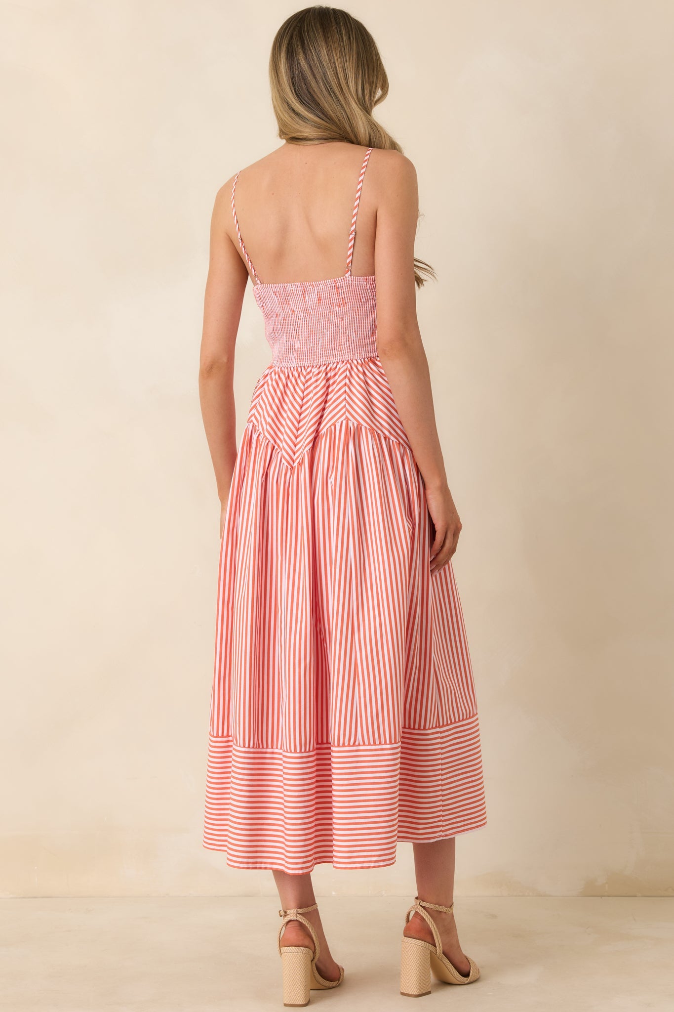 From All Angles Orange & White Stripe Cotton Midi Dress