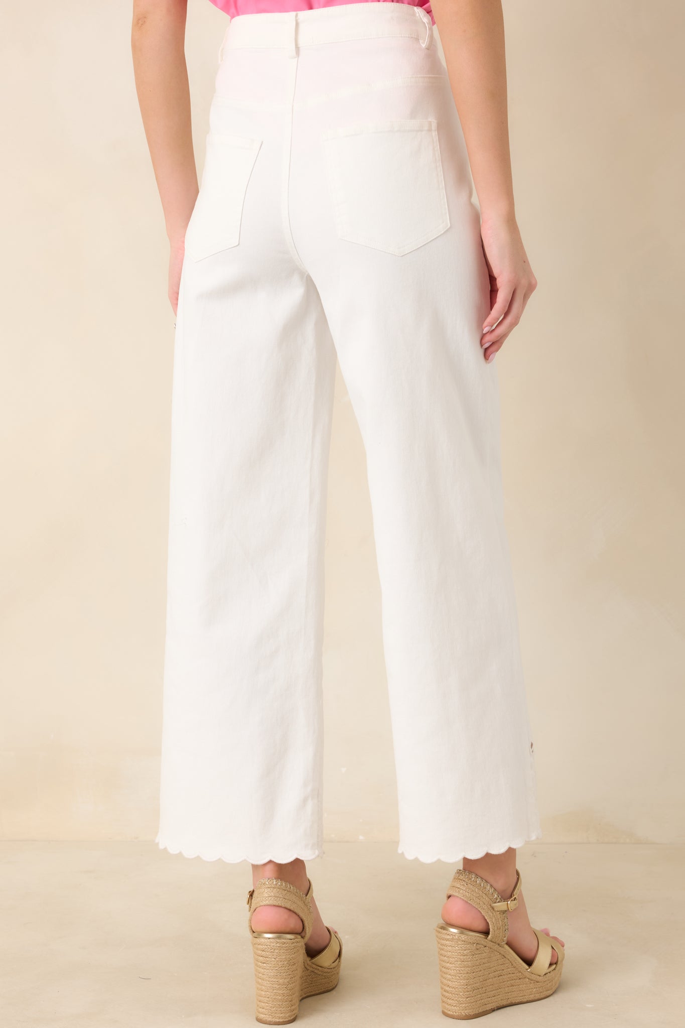 Whispers of Elegance Ivory Embroidered Lace Trim Cotton Pants